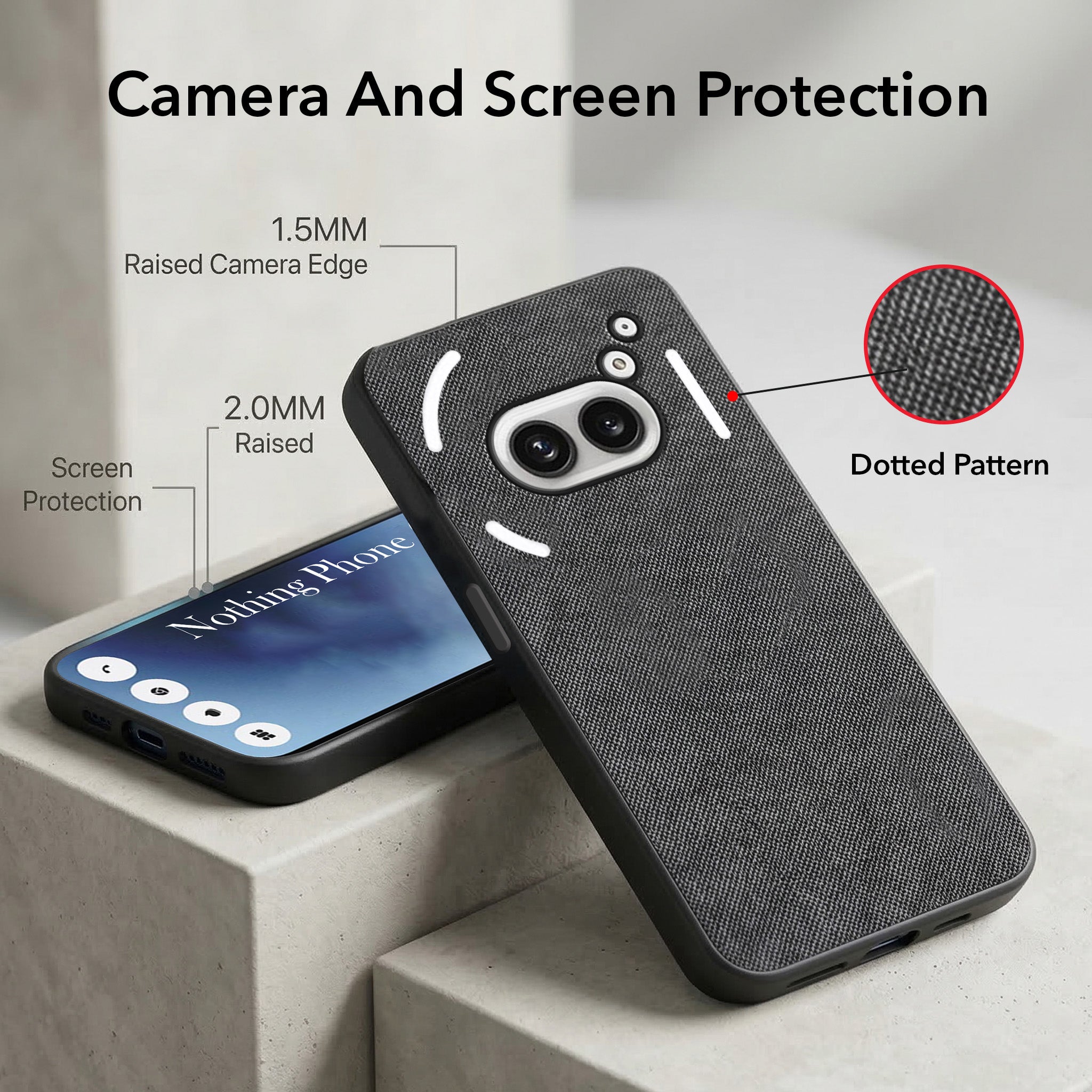 For Nothing Phone 2A 5G Combo (Textured Grip Design | Micro-Fiber Cloth Inside | Oleophobic Coating Screen Glass)