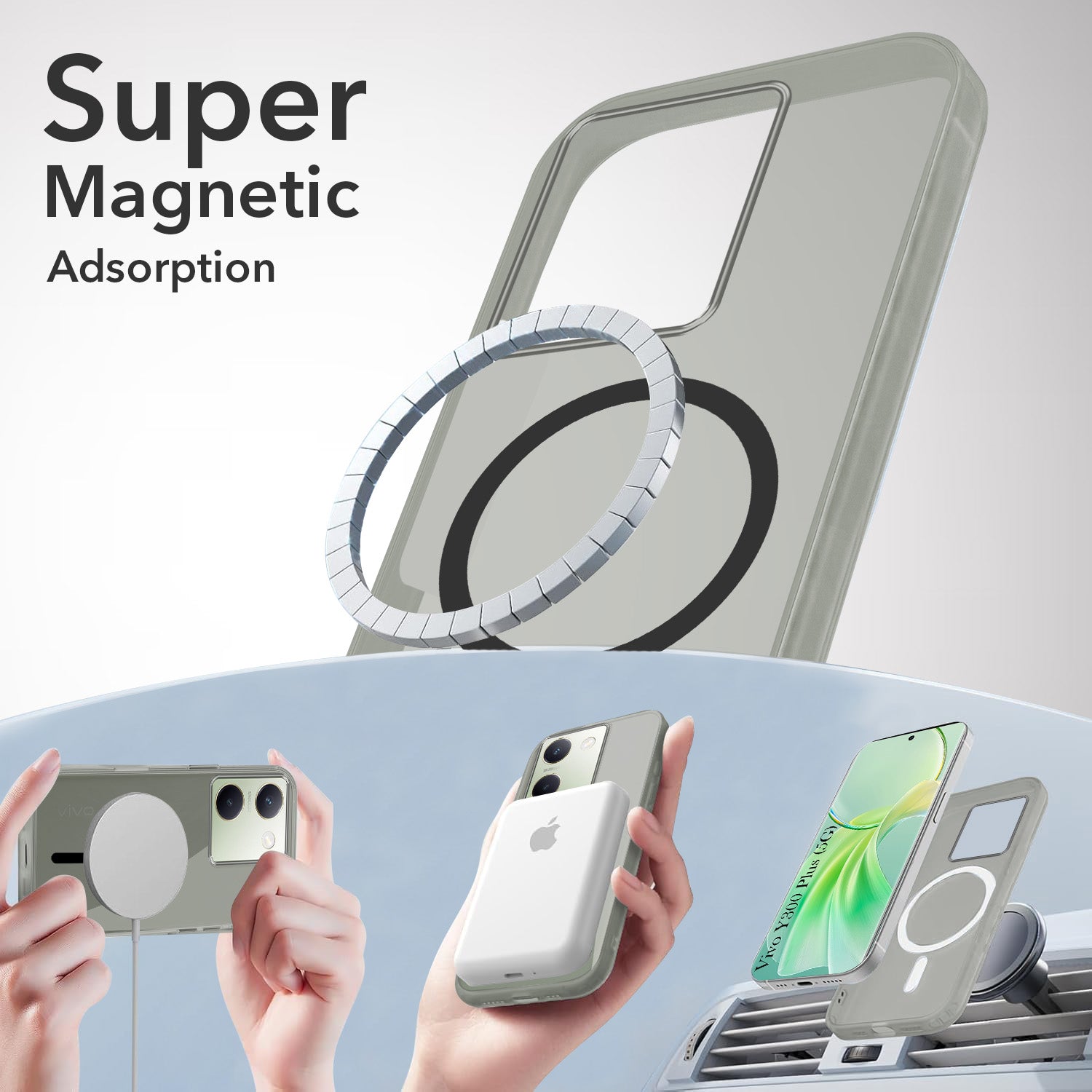 For Vivo Y200 Pro 5G Back Cover Case Lifetime Anti-Yellow MagSafe Compatible Clear (Sleek Hard Crystal | Shockproof and Camera Protection)