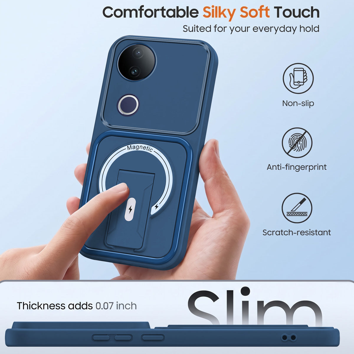 For Vivo T4R Back Case Cover Metallic (Hybrid Armor Kickstand | MagSafe Compatible | Camera Protection Shockproof)
