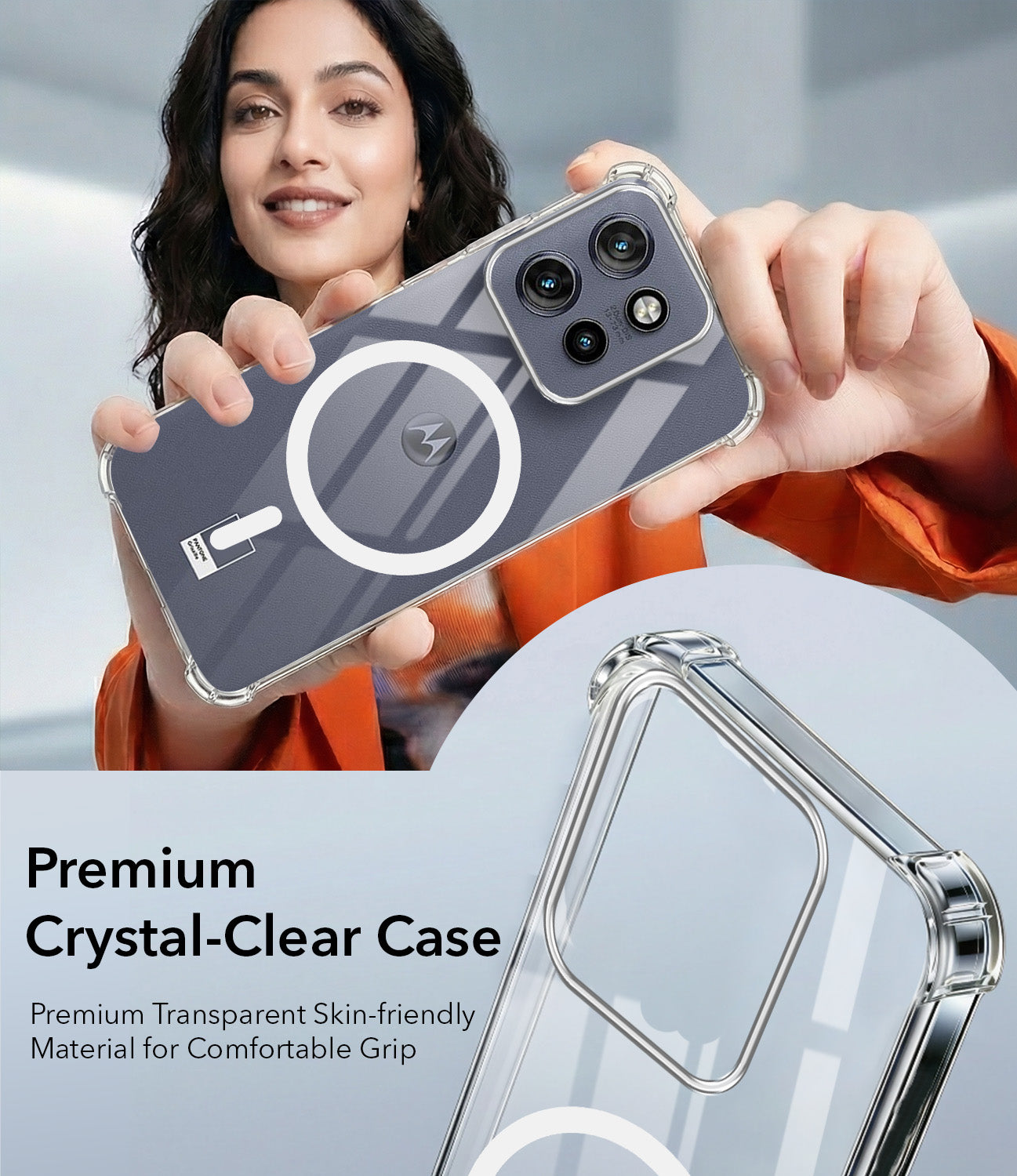 For Motorola Moto Edge 50 Neo Back Cover Shockproof Crystal-Clear (Magsafe Wireless Support | Drop & Camera Protection | Hard Polycarbonate)