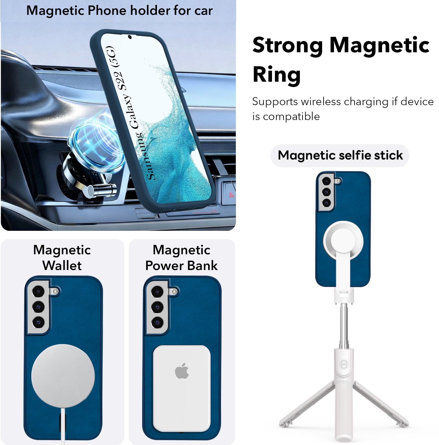 For Samsung Galaxy S22 Back Cover Case Leather Finish (MagSafe Compatible Wireless Charging | Soft Touch | Camera Bump Protection)