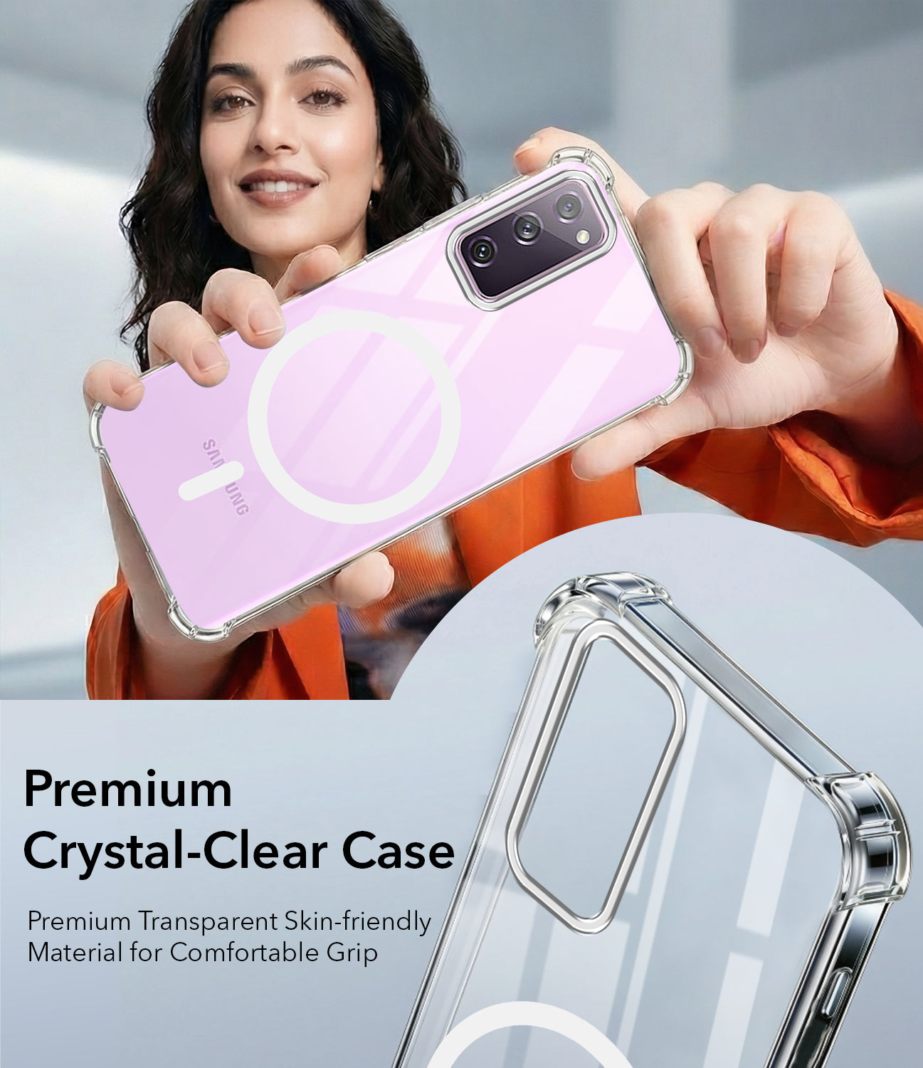 For Samsung Galaxy S20 FE 4G | S20 FE 5G Back Cover Shockproof Crystal-Clear (Magsafe Wireless Support | Drop & Camera Protection | Hard Polycarbonate)