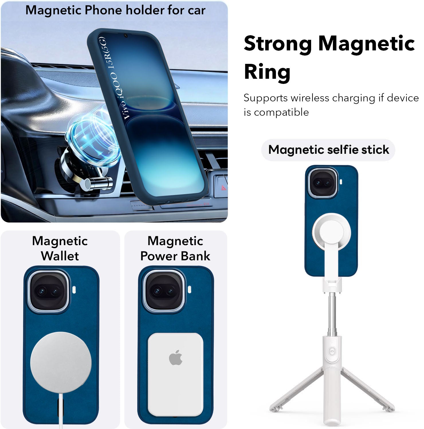 For Vivo iQOO 15R 5G Back Cover Case Leather Finish (MagSafe Compatible Wireless Charging | Soft Touch | Camera Bump Protection)