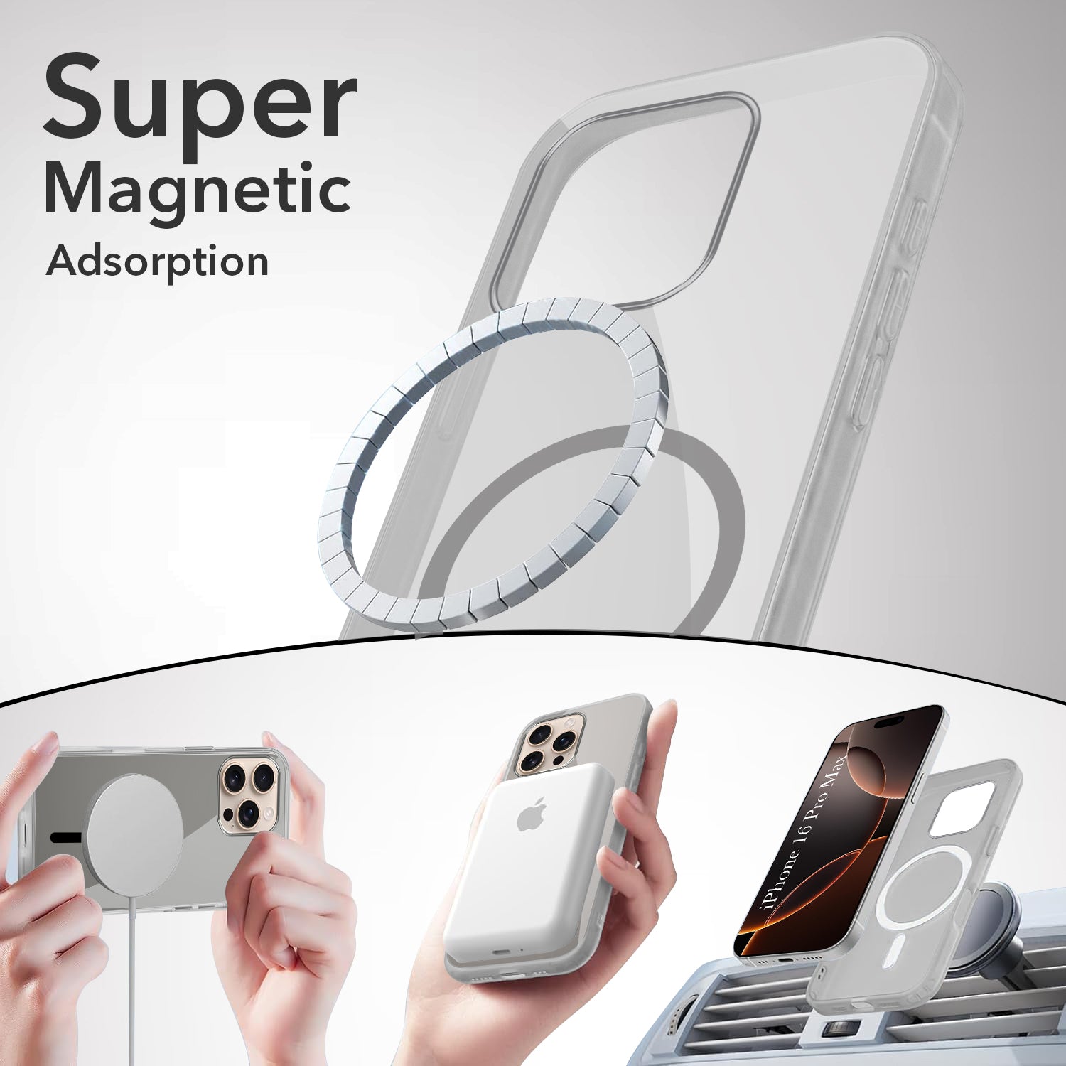 For Apple iPhone 16 Pro Max Back Cover Case Lifetime Anti-Yellow MagSafe Compatible Clear(Sleek Hard Crystal | Camera Protection and Shockproof)