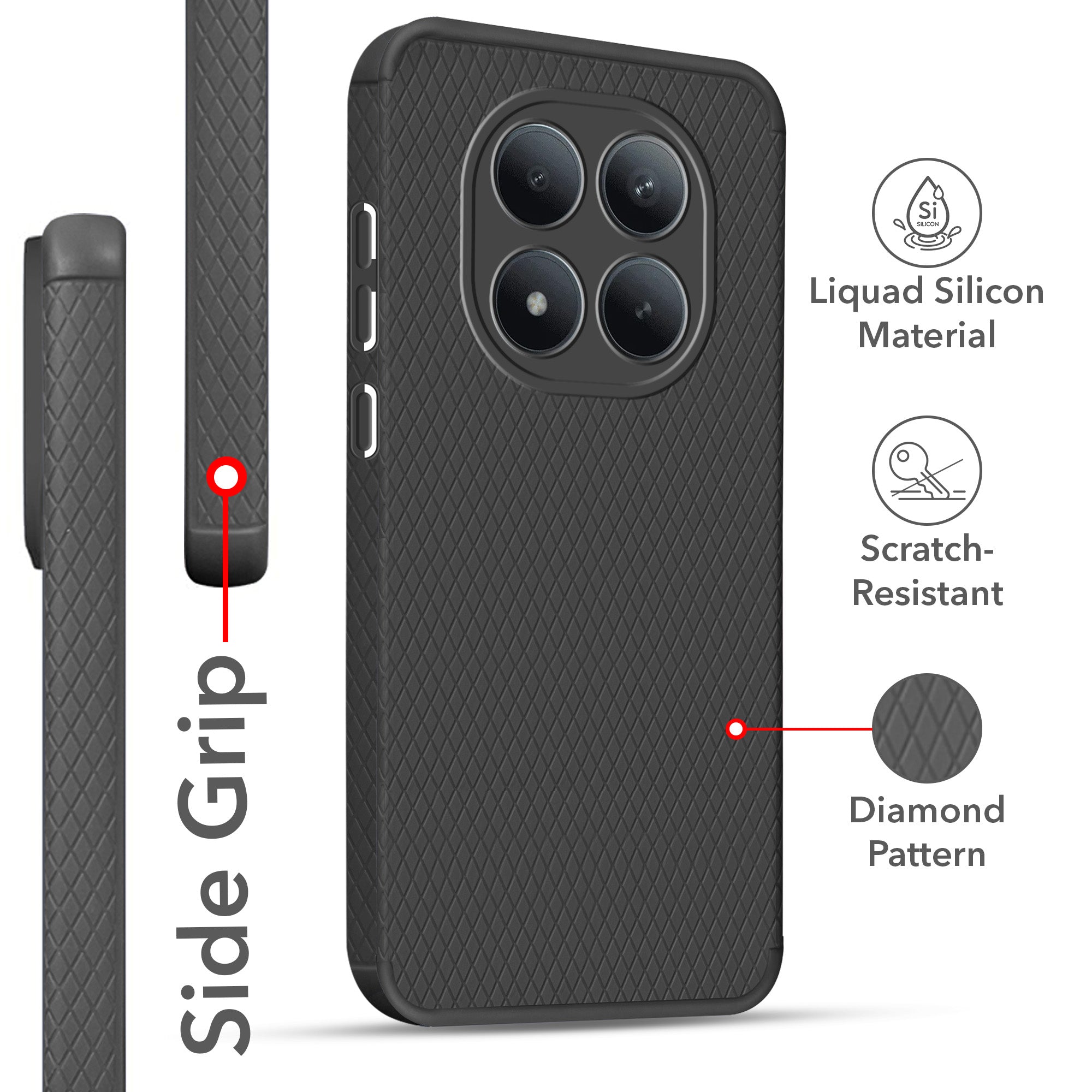 For Xiaomi Redmi Note 15 Pro Plus 5G Back Cover Case Liquid Silicone (Camera Protection | Side Grip Texture | Soft and Flexible)