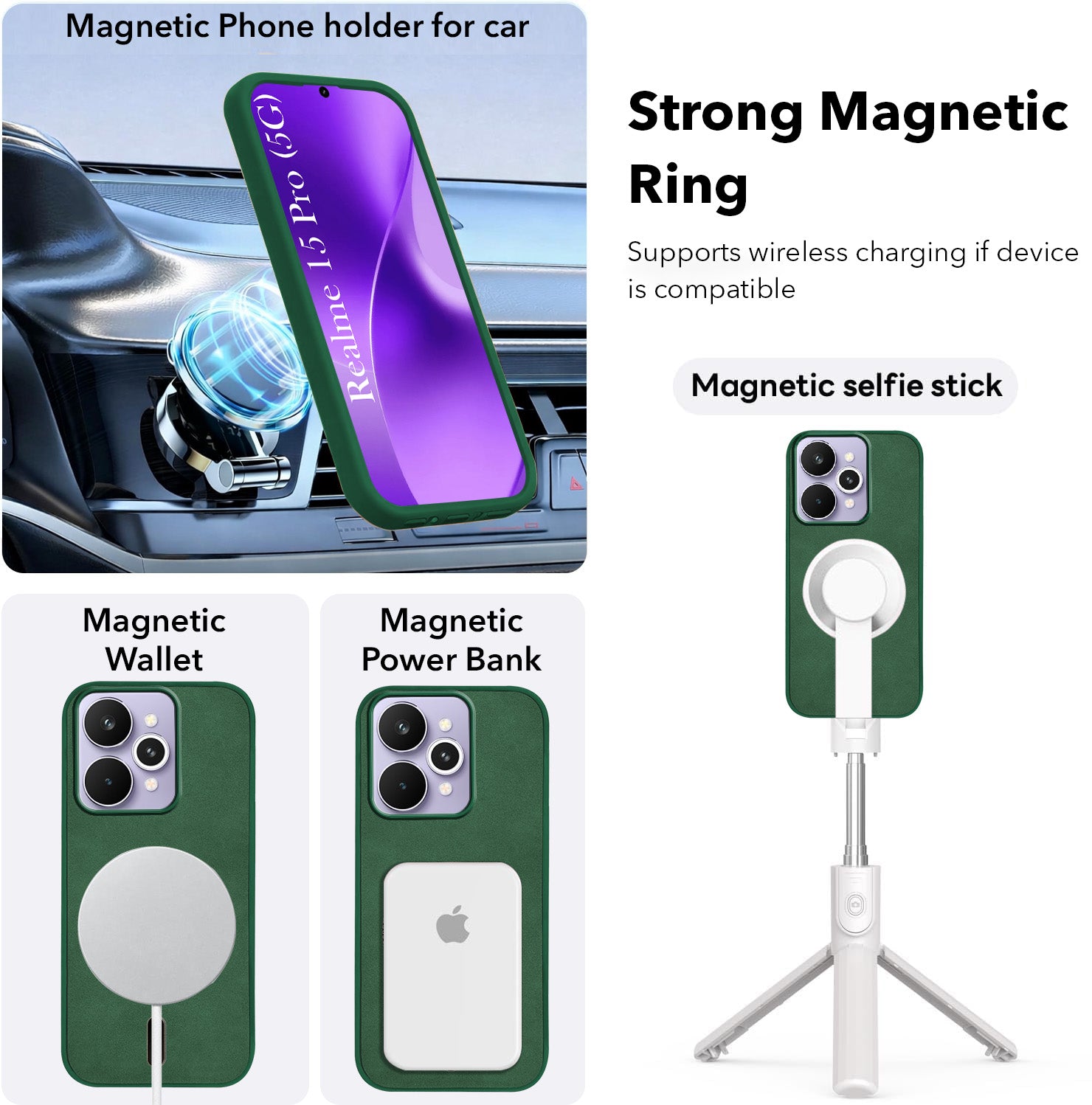 For Realme 15 Pro Back Cover Case Leather Finish (MagSafe Compatible Wireless Charging | Soft Touch | Camera Bump Protection)