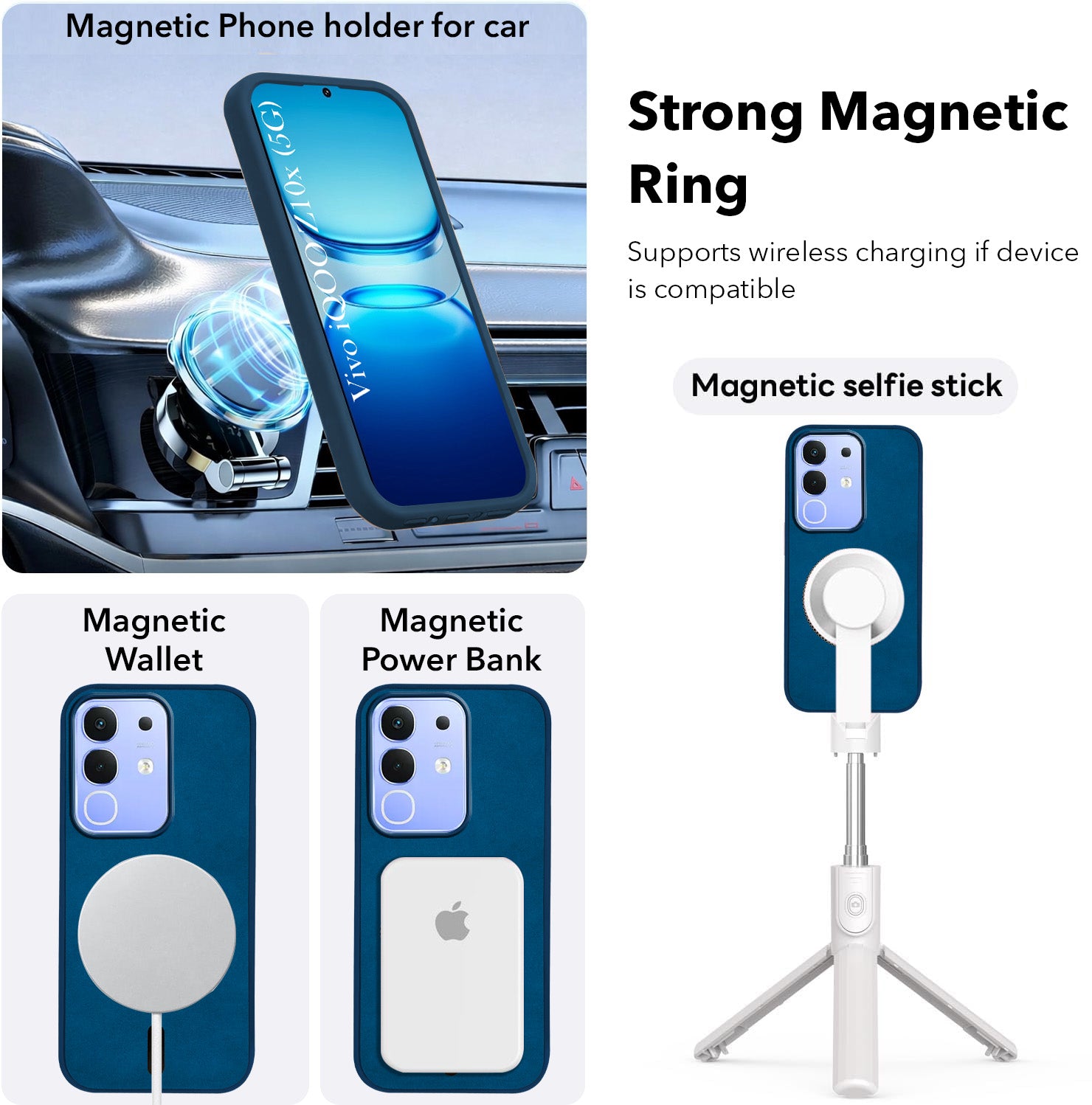 For Vivo iQOO Z10x Back Cover Case Leather Finish (MagSafe Compatible Wireless Charging | Soft Touch | Camera Bump Protection)