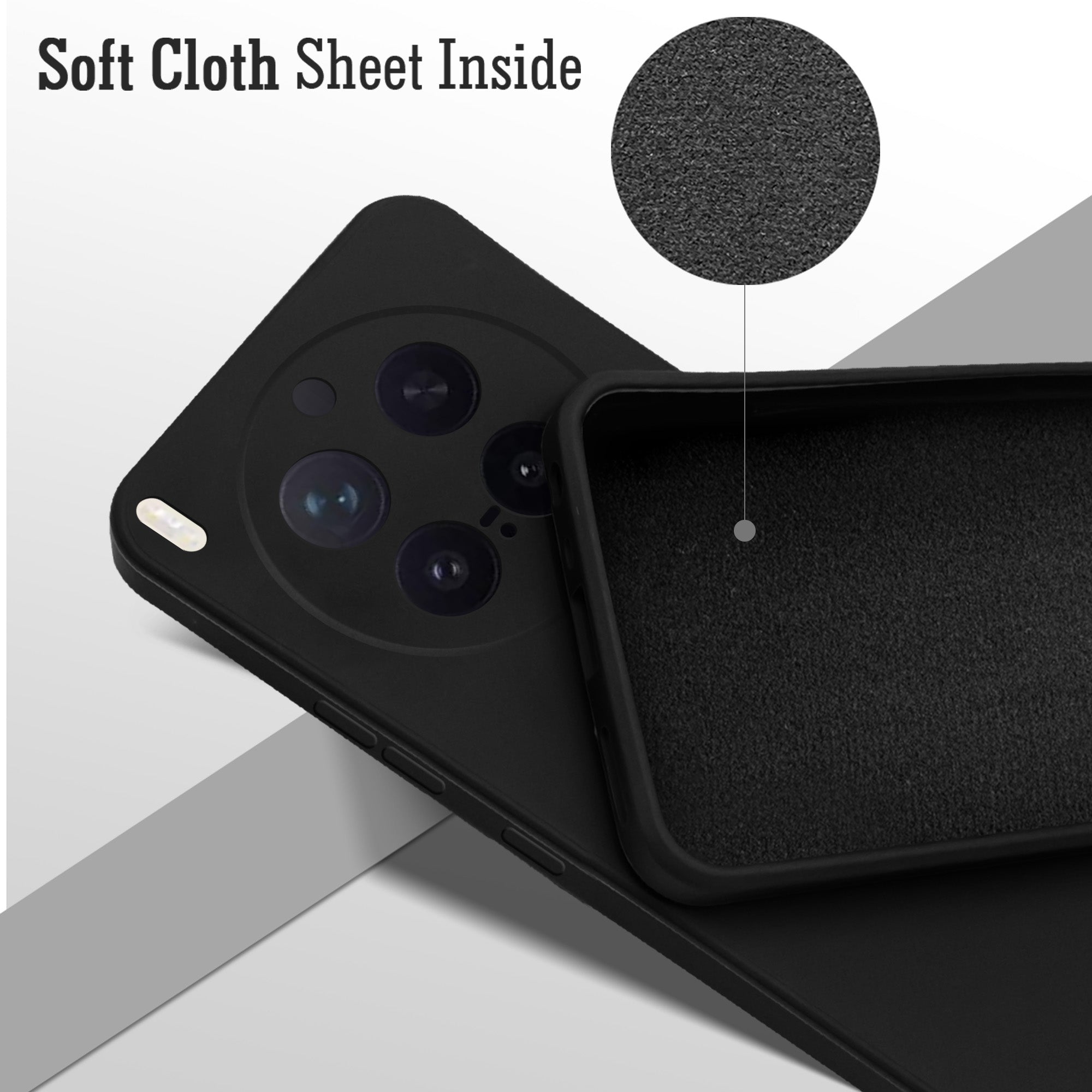 For Vivo X300 Pro Back Cover Case (Matte Finish Silicone with Inside Fiber cloth)