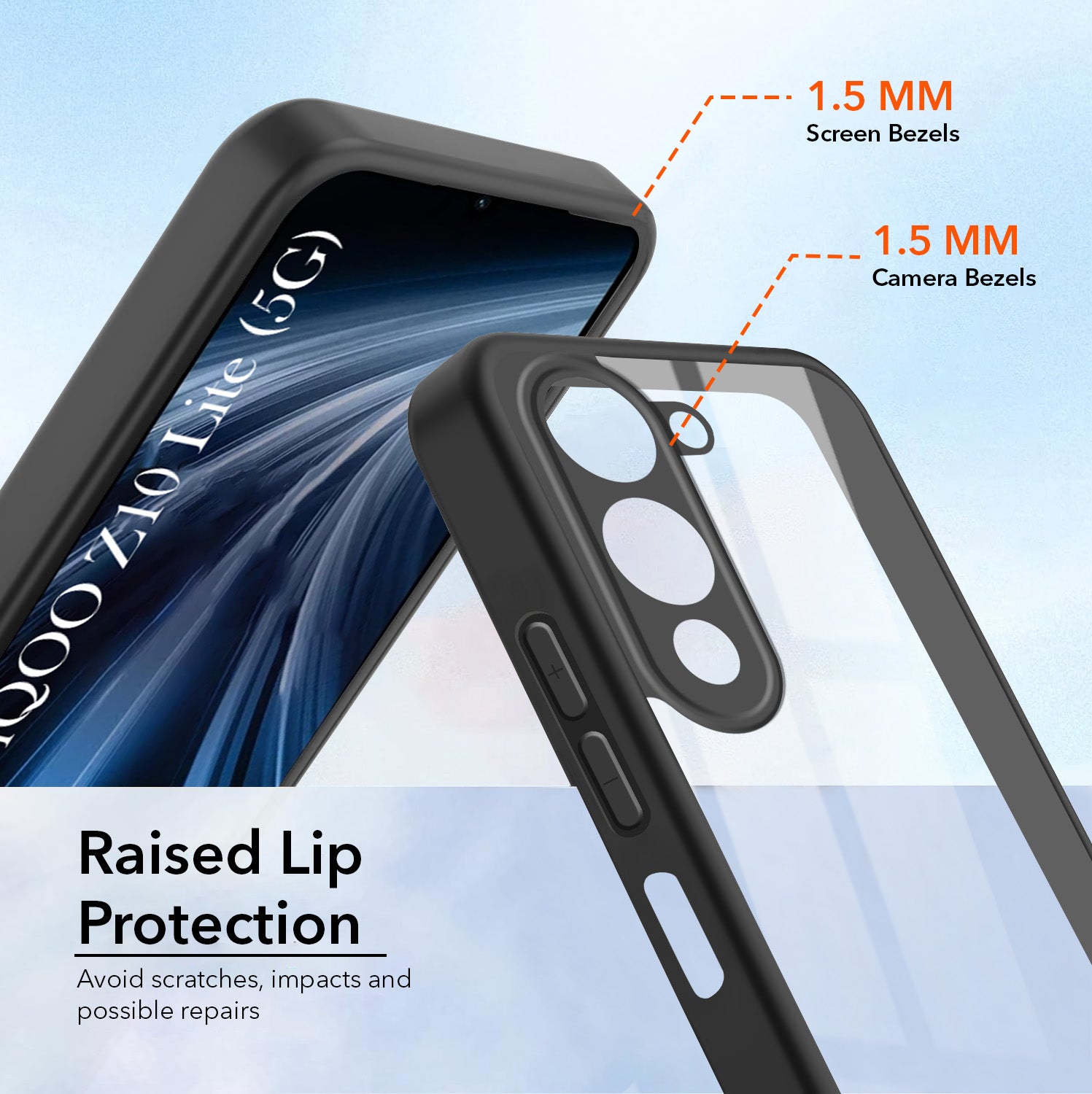 For Vivo iQOO Z10 Lite Combo with Back Cover and 9H Tempered Glass (Lifetime Anti-Yellow | Crystal Clear Shockproof | Oleophobic Coating Screen Glass)