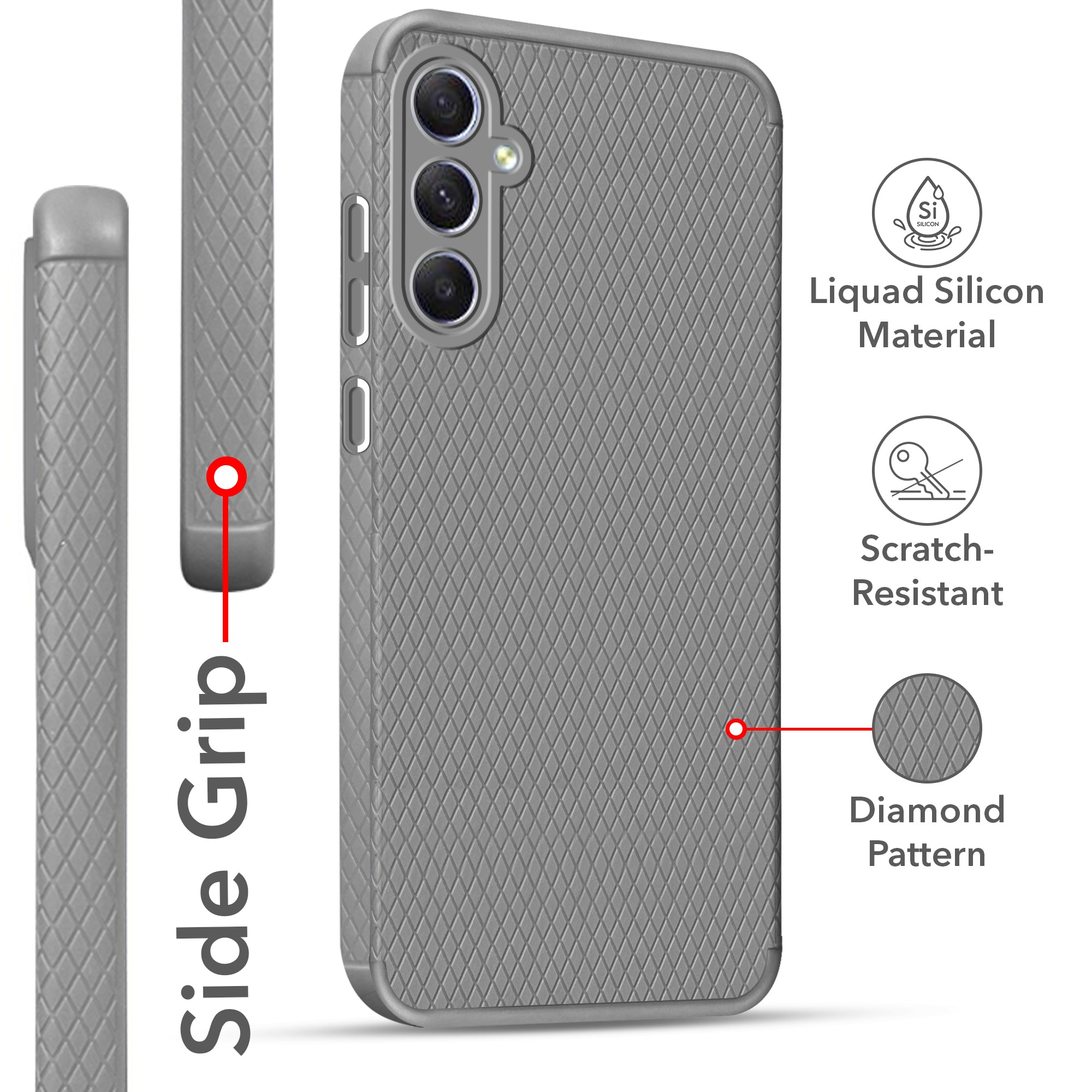 For Samsung Galaxy A34 5G Back Cover Case (Liquid Silicone | Side Grip | Camera Protection)