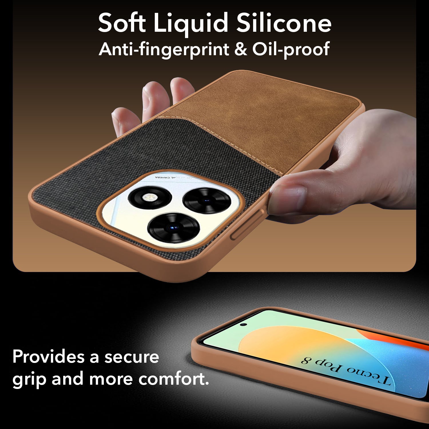 For Tecno Pop 8 Back Cover Case (Dual PU Leather Stitch | Professional Minimalist | Soft and Flexible)