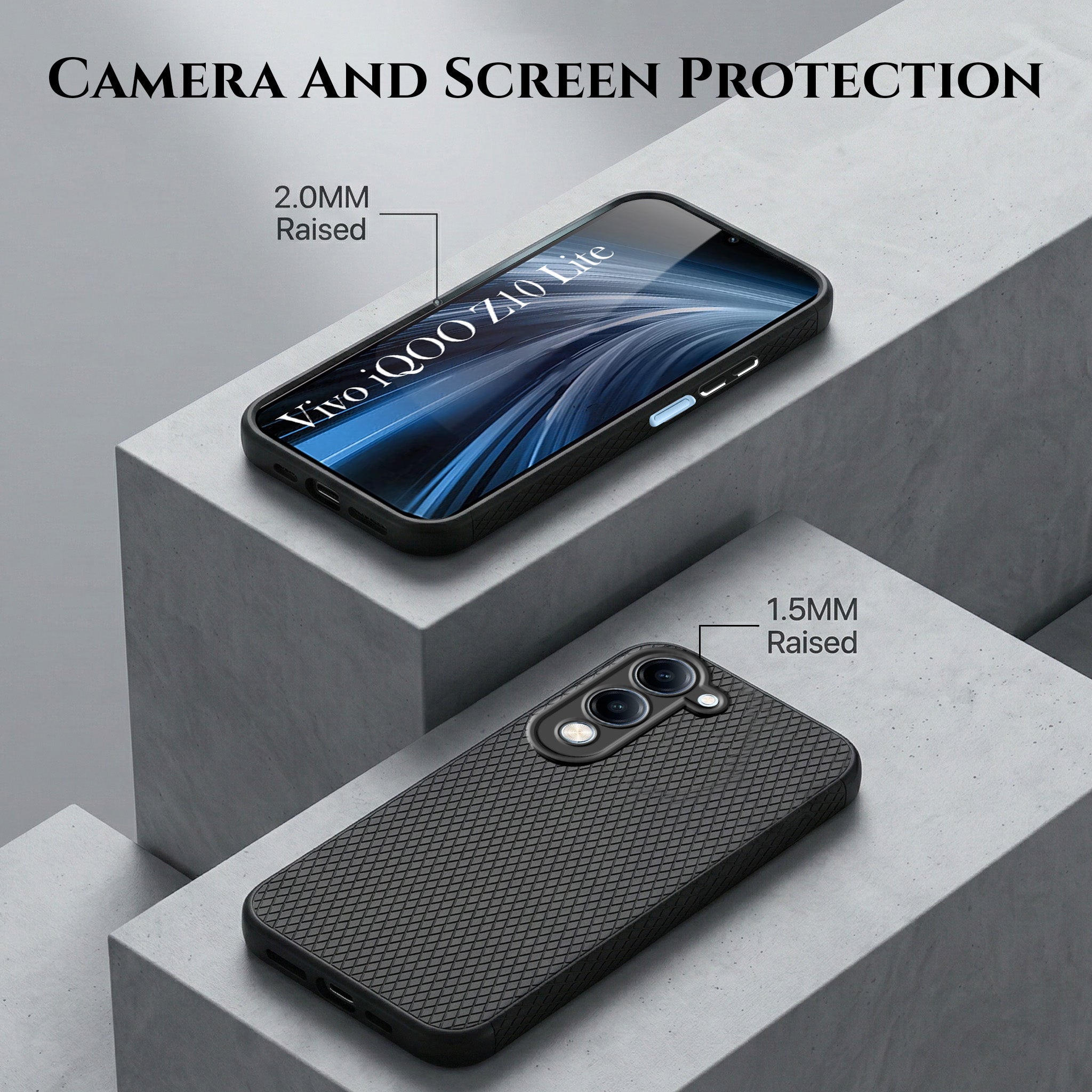 For Vivo iQOO Z10 Lite Combo with Back Cover and 9H Tempered Glass (Liquid Silicone | Camera Protection | Oleophobic Coating Screen Glass)