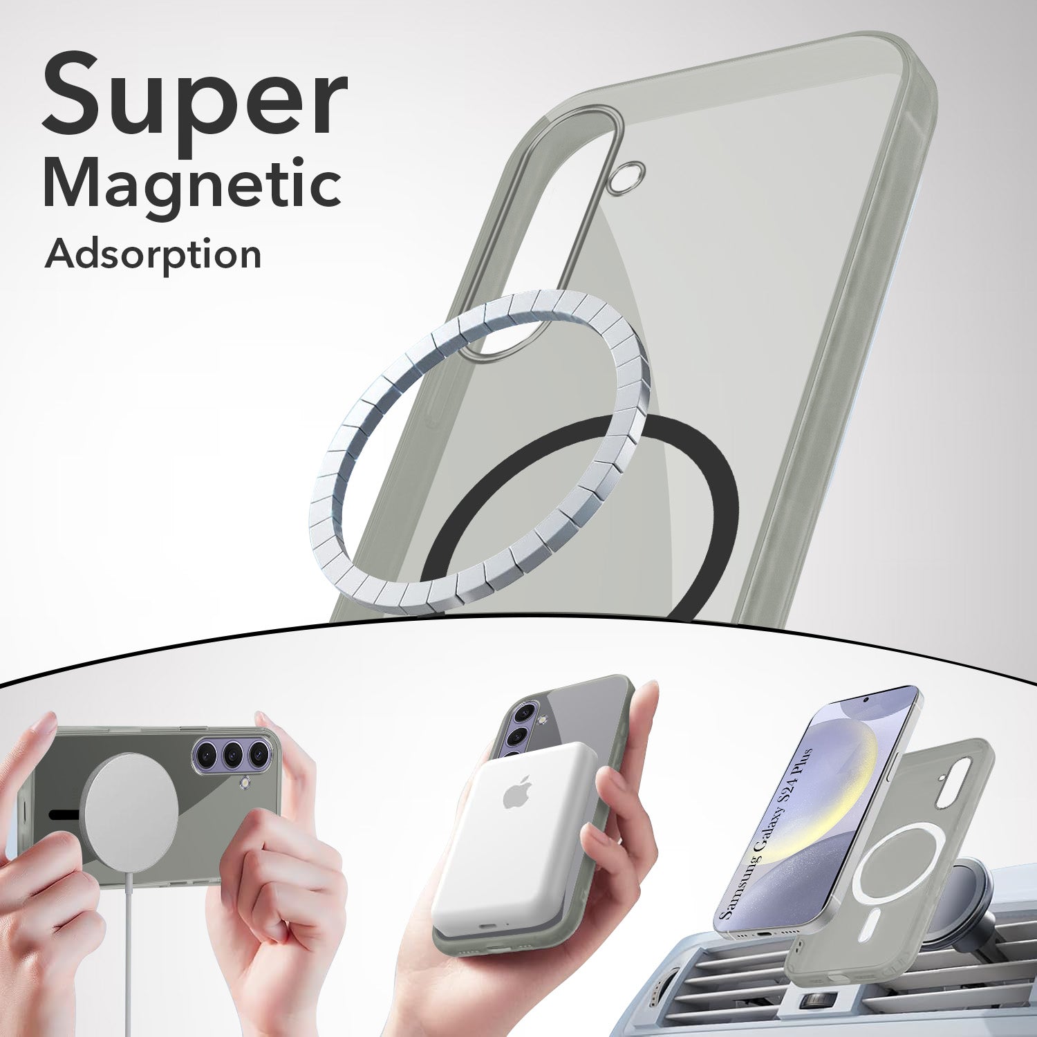 For Samsung Galaxy S24 Plus Back Cover Case Lifetime Anti-Yellow MagSafe Compatible Clear (Sleek Hard Crystal | Shockproof and Camera Protection)