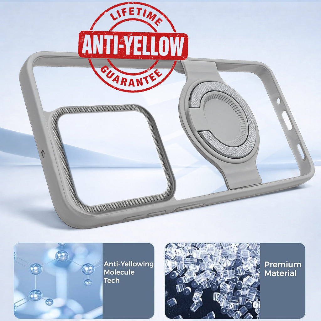 For Realme 15 Pro Back Cover Case with stand (Built-in Ring Holder Kickstand | Lifetime Anti Yellow | Camera Protection)