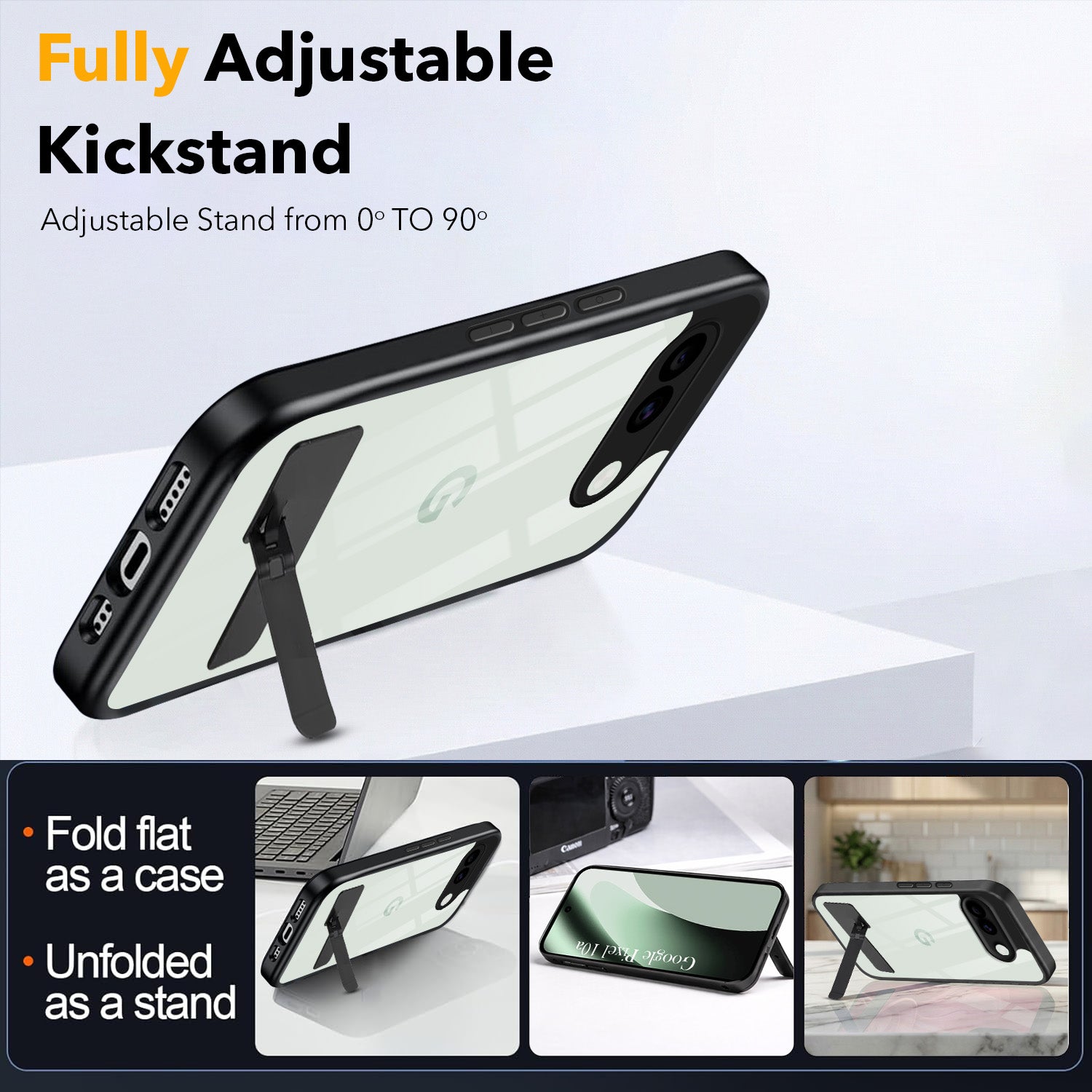 For Google Pixel 10a Back Cover Case (Built-in Stand | Lifetime Anti Yellow | Kickstand Shockproof | Camera Protection | MagSafe Compatible)