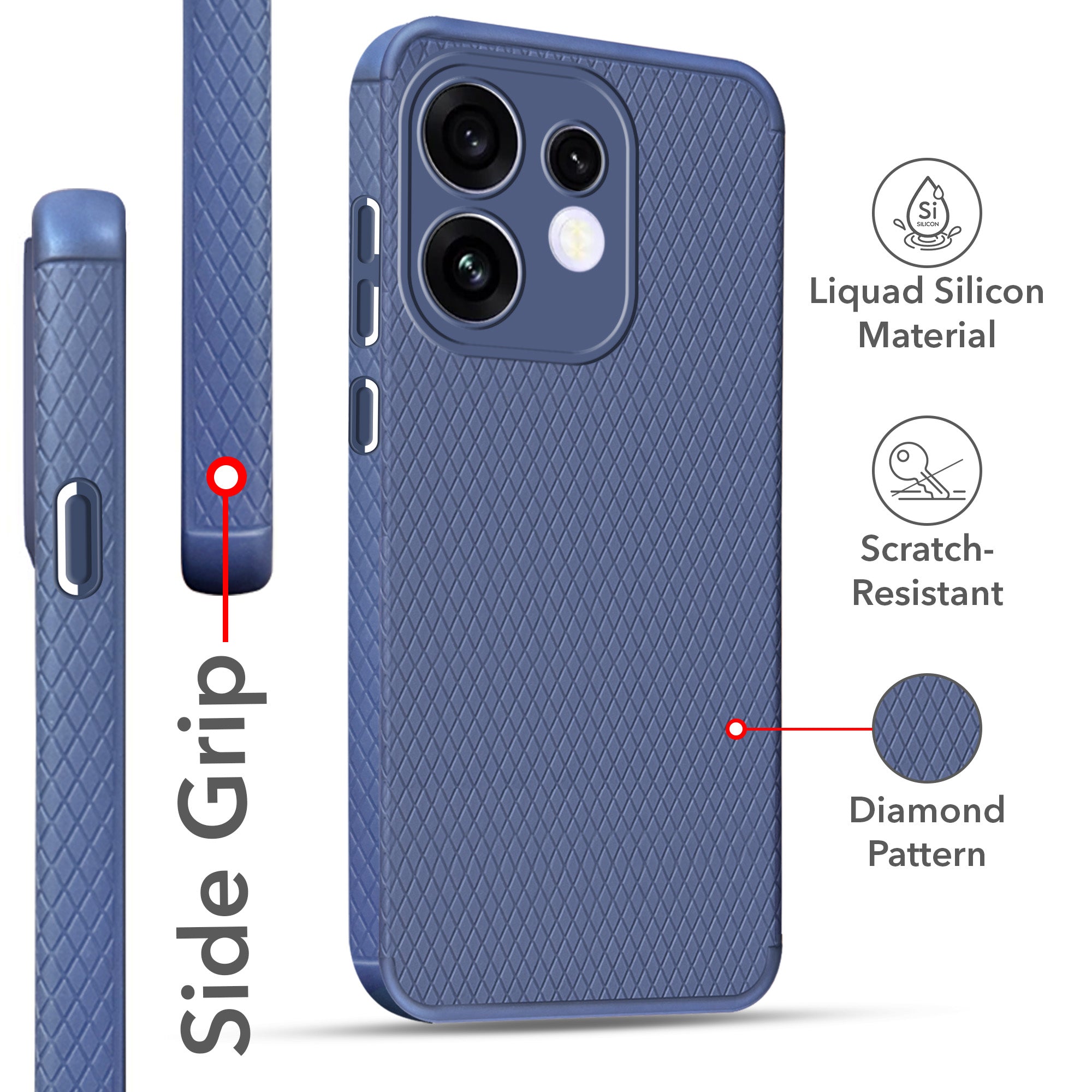 For Oppo Reno 16 Back Cover Case Liquid Silicone (Camera Protection | Side Grip Texture | Soft and Flexible)