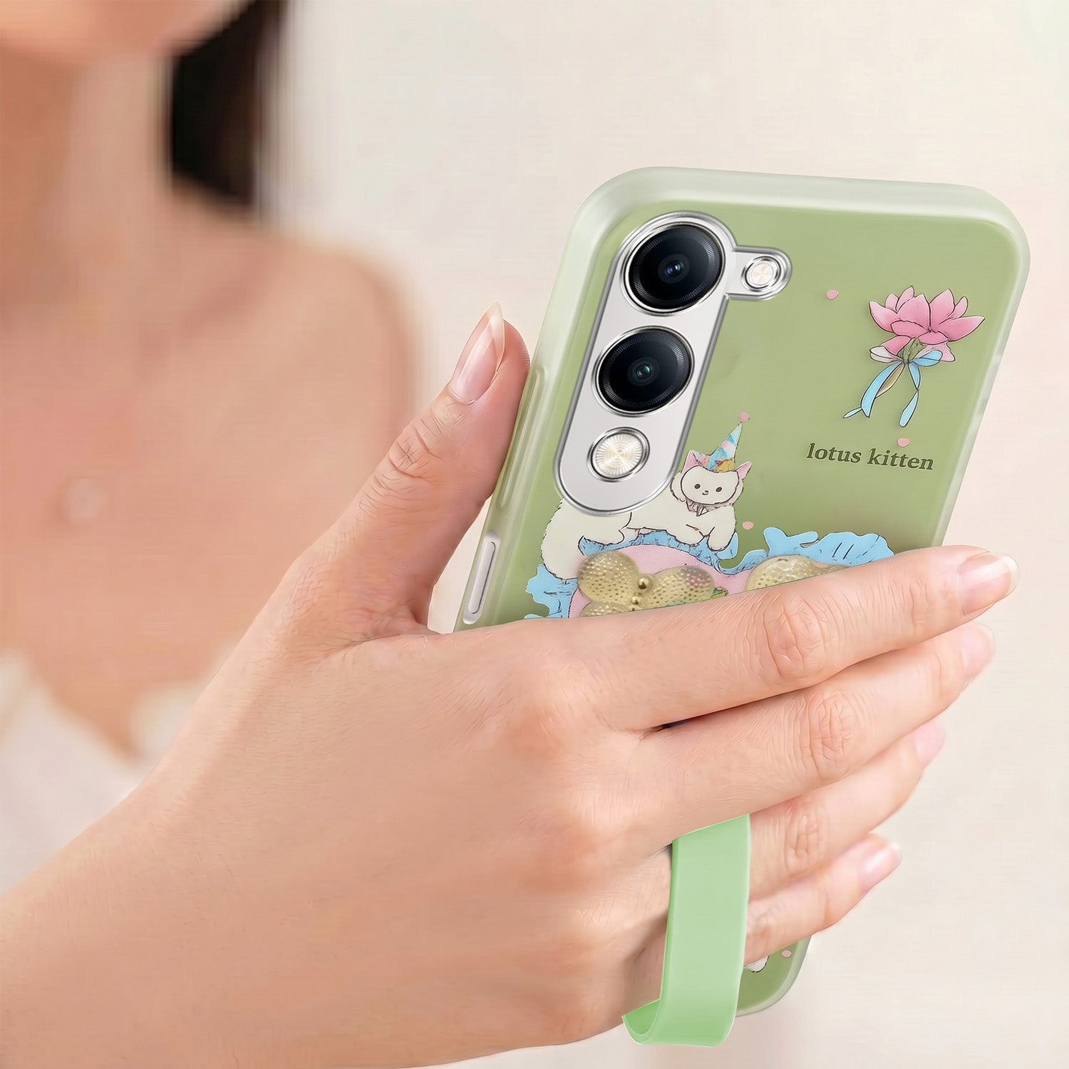 For Vivo Y19 | Vivo Y19e | Vivo T4 Lite Back Cover Case (3D Cute Heart Strap Holder | Camera Protection | Designer Girls Print)