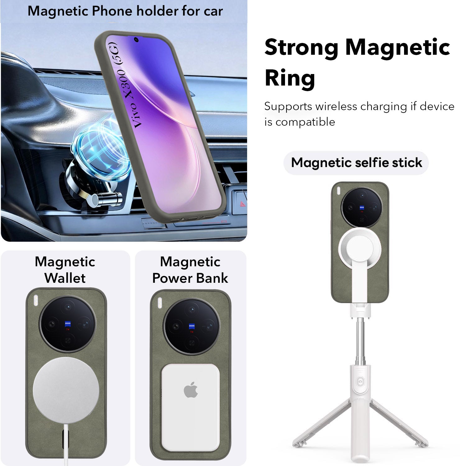 For Vivo X300 5G Back Cover Case Leather Finish (MagSafe Compatible Wireless Charging | Soft Touch | Camera Bump Protection)