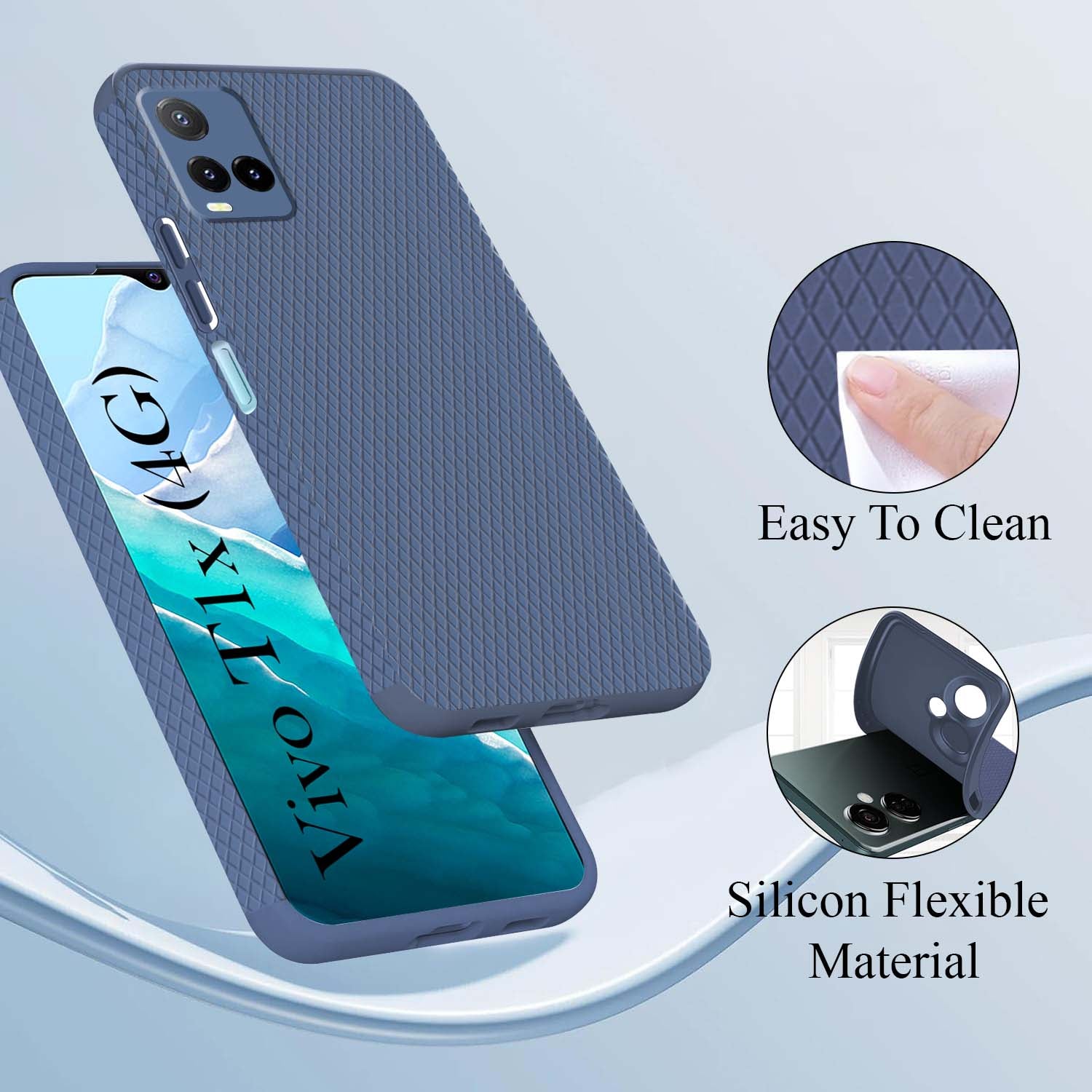 For Vivo T1x 4G  Back Cover Case (Liquid Silicone | Side Grip | Camera Protection)