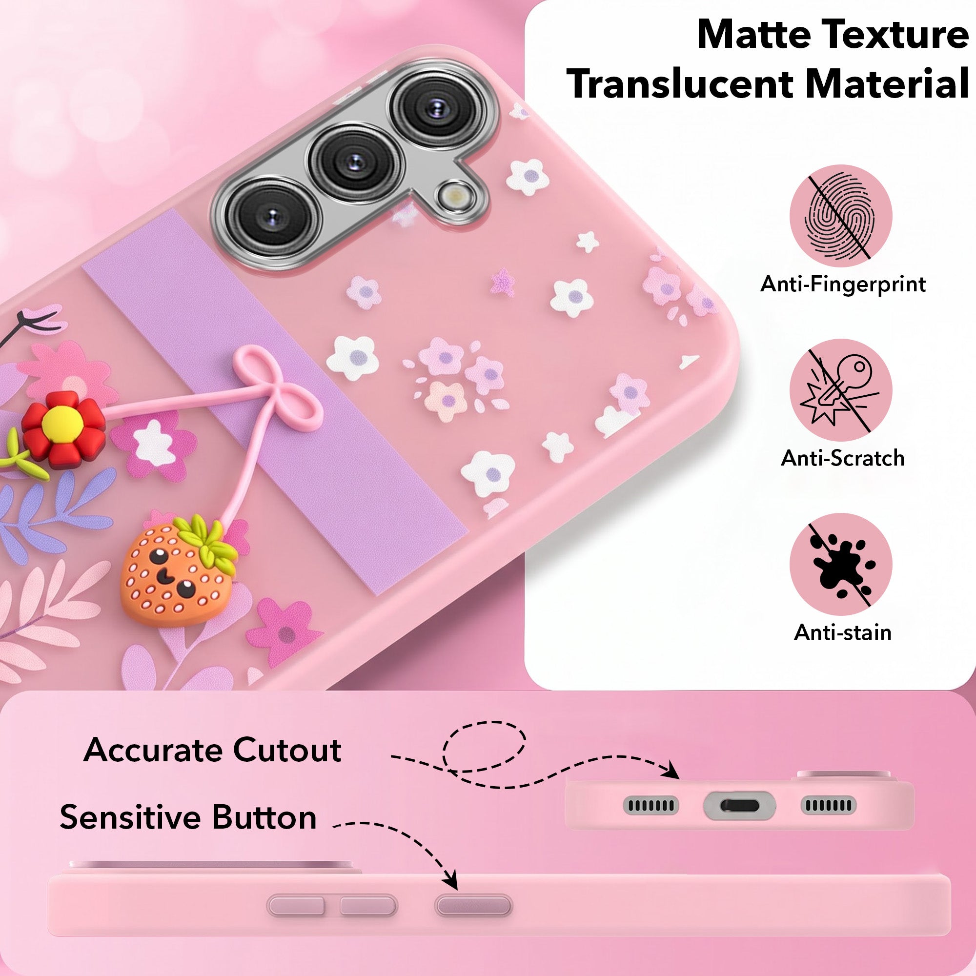 For Samsung Galaxy S24 Back Cover Case (3D Cute Cartoons | Hard Back Side Soft | Matte Premium Finish | HD Printing) (Copy)