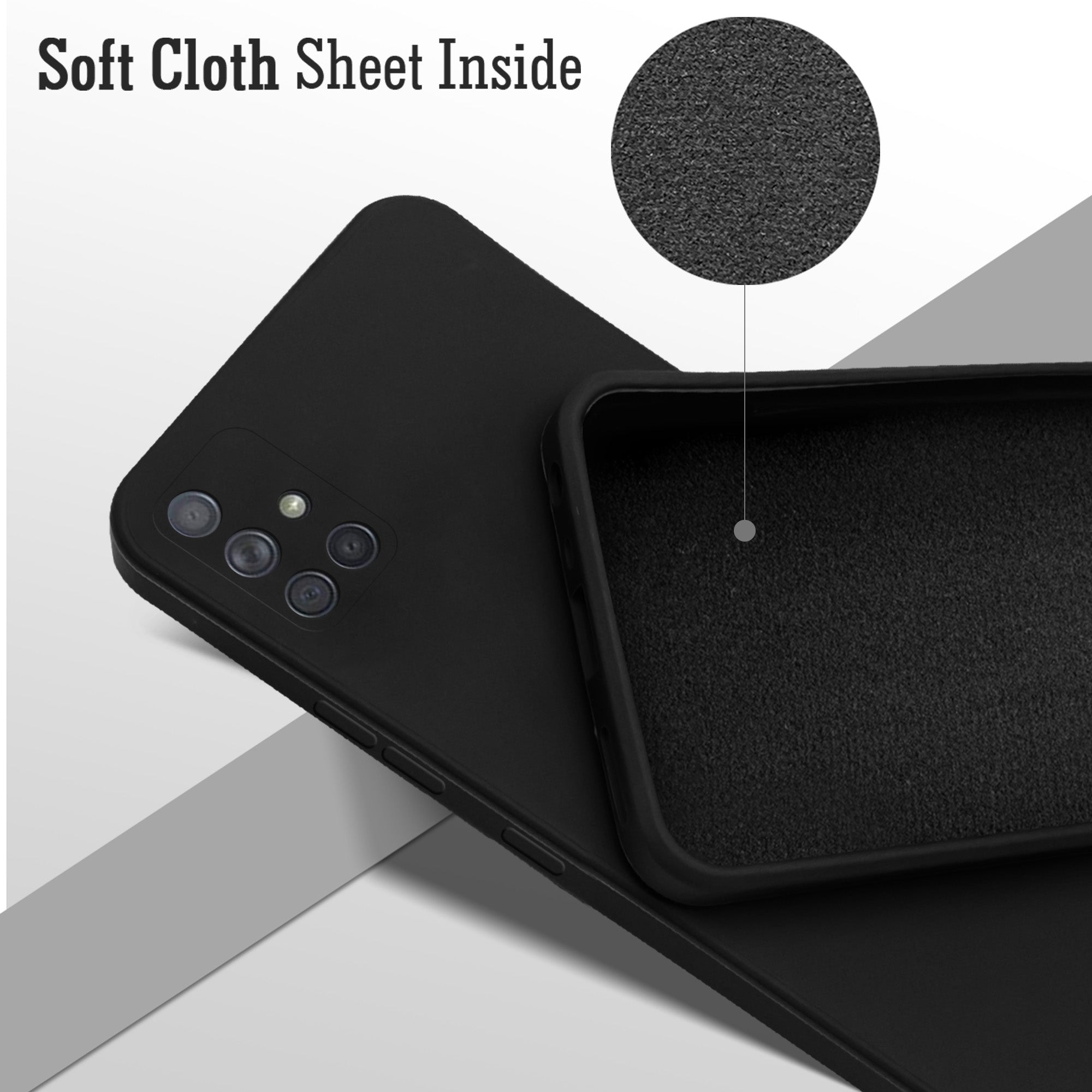 For Samsung Galaxy A71 Back Cover Case (Matte Finish Silicone with Inside Fiber cloth)