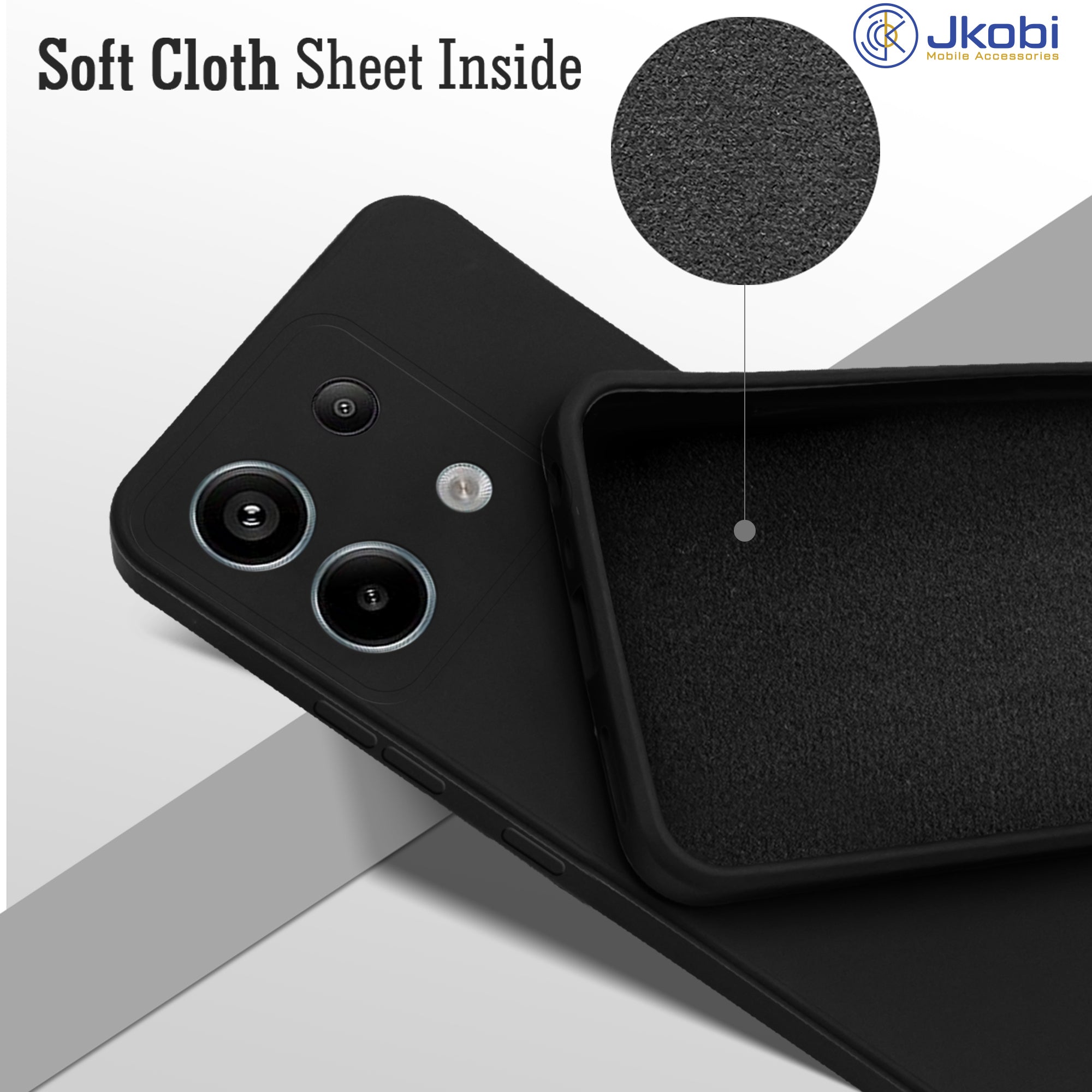 For Poco X6 5G Back Cover Case ( Matte Finish Silicone with Inside Fiber cloth)