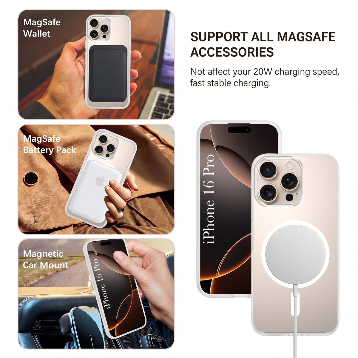 For Apple iPhone 16 Pro Matte Finish Back Case Cover (MagSafe Compatible | Translucent Soft Touch | Slim and Unbreakable)