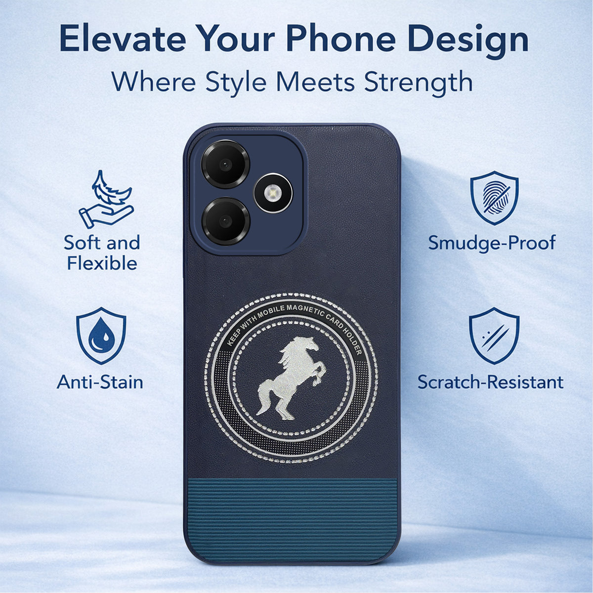 For Oppo A6c 4G Back Cover Case PU Leather Finish (Professional Minimalist Texture | MagSafe Compatile | Camera Protection | Sleek Sober Formal)