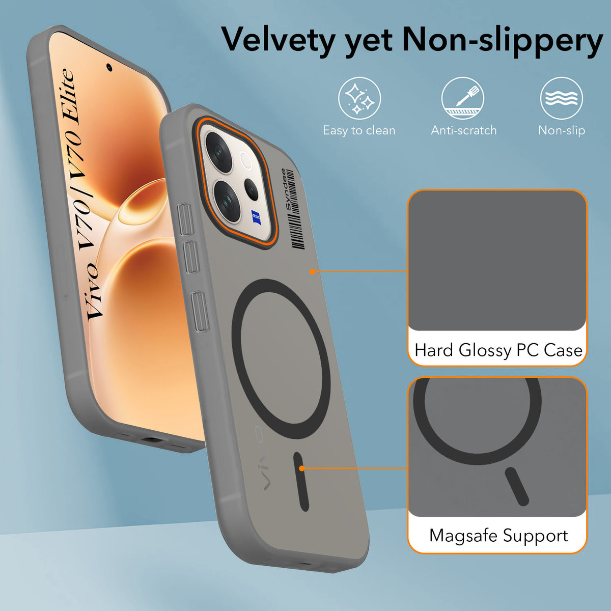For Vivo V70 | Vivo V70 Elite 5G Back Cover Case (Soft Touch | Camera Bump Protection | MagSafe Compatible | Matte Finish)
