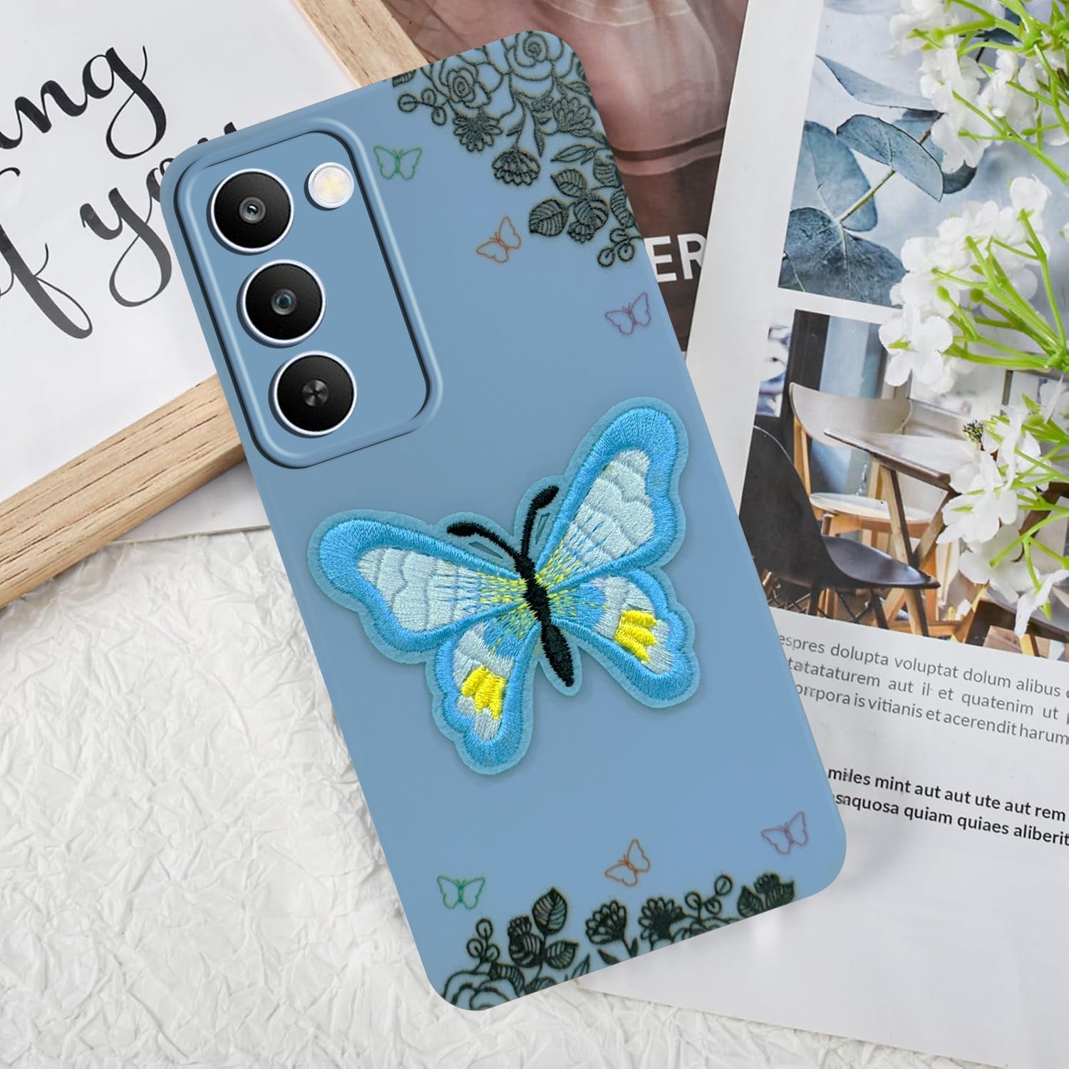 For Realme C83 5G Back Cover Case (Soft Butterfly Embroidery | Women Teen Girls | Camera Protection| Matte Silicone)