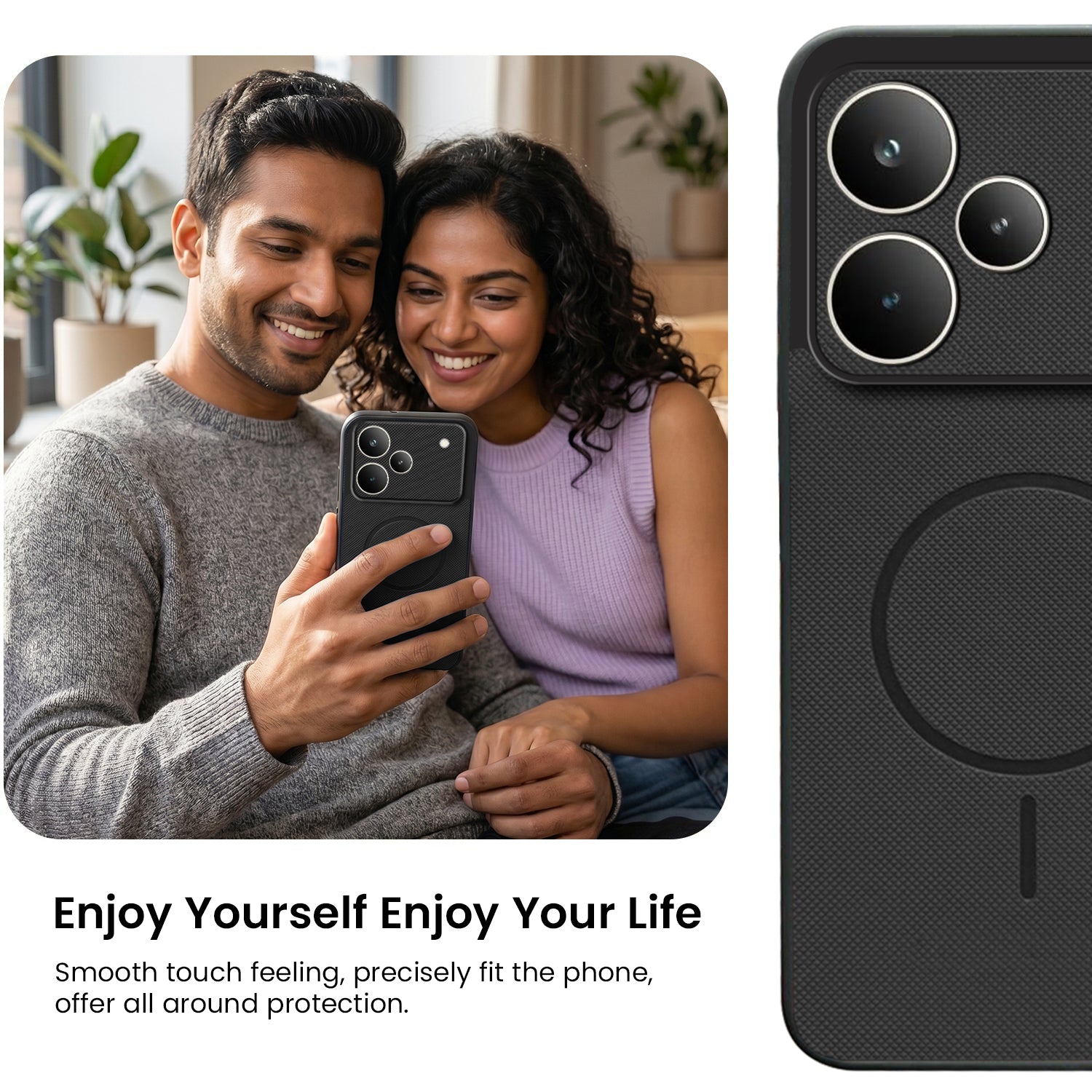 For Realme P4 Pro Back Cover Case PU Leather (Texture Grip Design | Professional Minimalist | Camera Protection | Soft and Flexible)