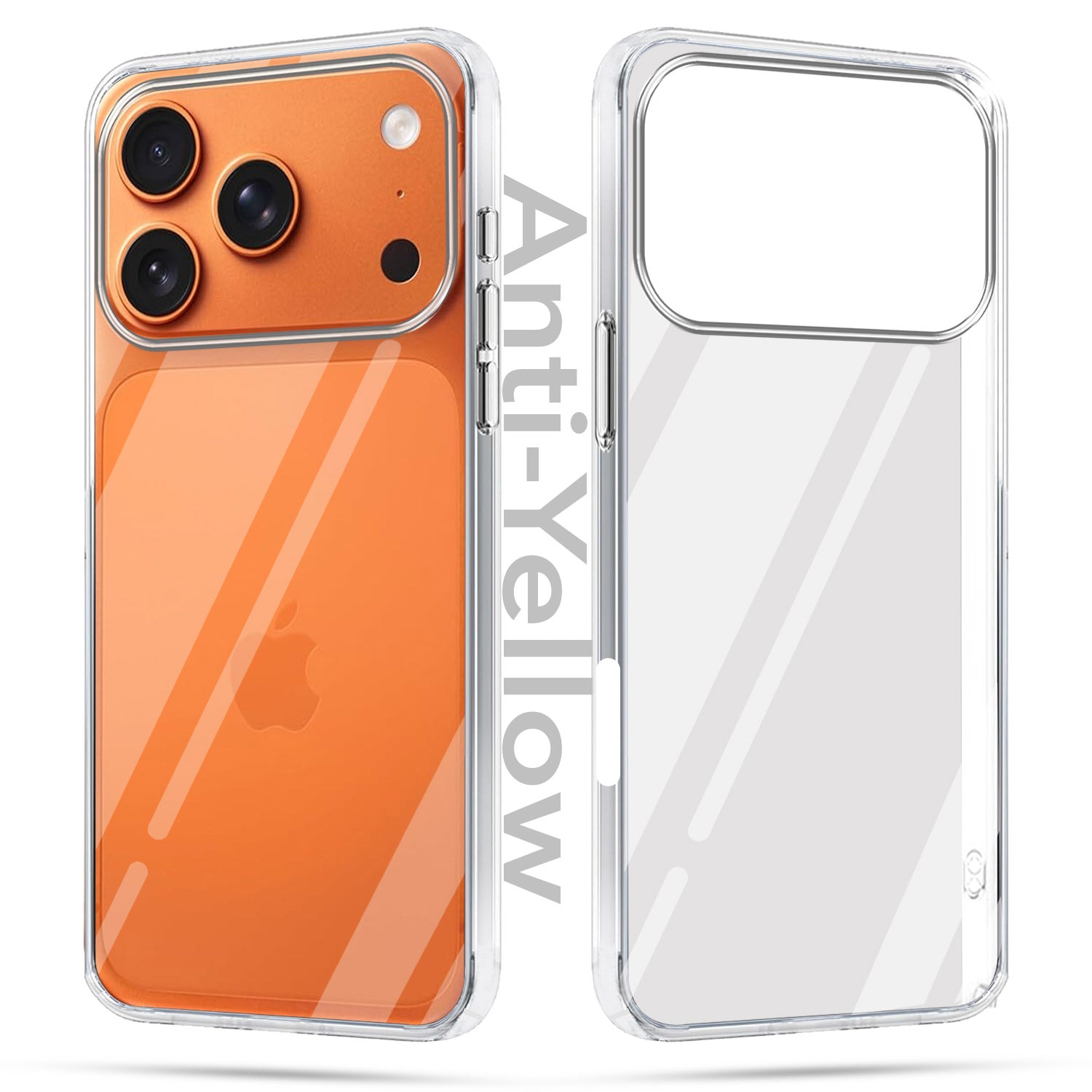 For Apple iPhone 17 Pro Max Combo with Back Cover and 9H Tempered Glass (Lifetime Anti-Yellow | Sleek Hard Crystal | Oleophobic Coating Screen Glass)