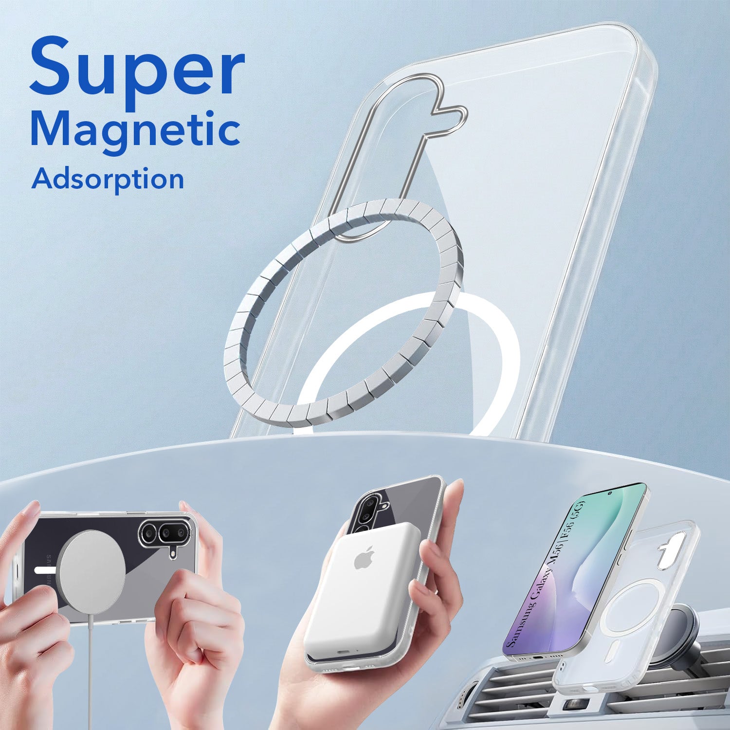 For Samsung Galaxy M56 | Samsung Galaxy F56 Back Cover Case Lifetime Anti-Yellow MagSafe Compatible Clear (Sleek Hard Crystal | Shockproof and Camera Protection)