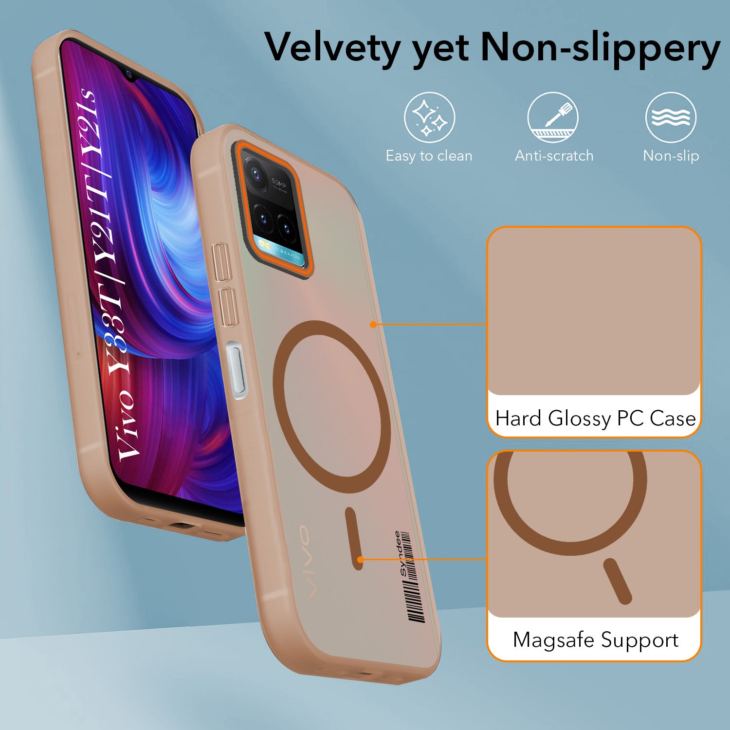 For Vivo Y33T | Vivo Y21T | Vivo Y21s Back Cover Case (Soft Touch | Camera Bump Protection | MagSafe Compatible | Matte Finish)