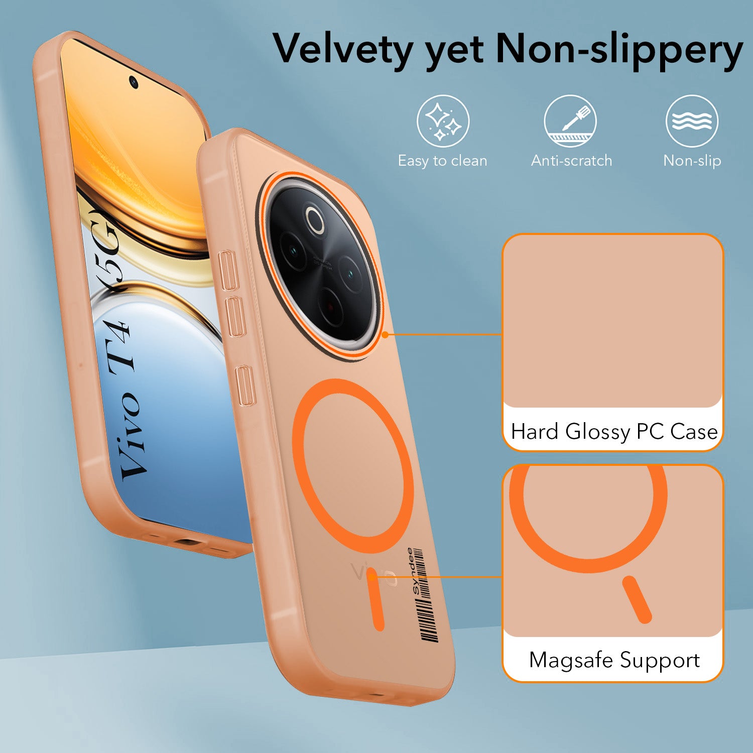 For Vivo T4 Back Cover Case (Soft Touch | Camera Bump Protection | MagSafe Compatible | Matte Finish)
