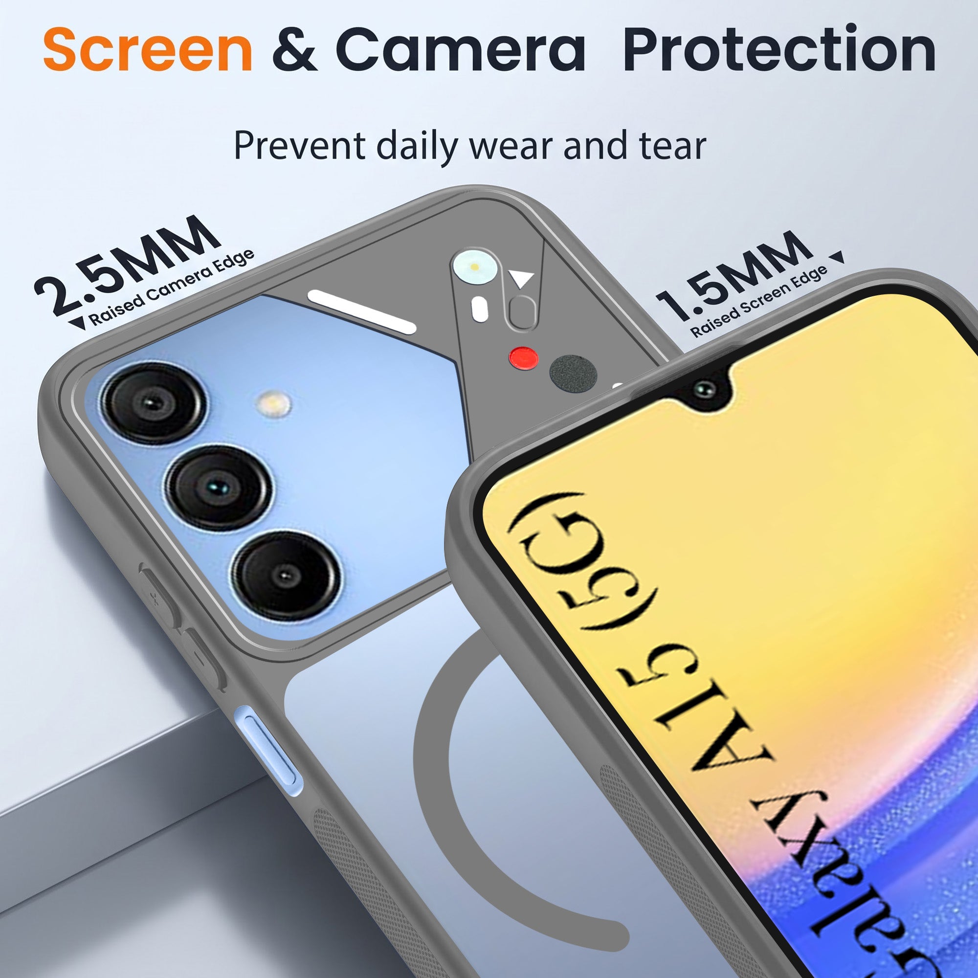 For Samsung Galaxy A15 5G Back Cover Case Lifetime Anti-Yellow Clear (Camera Protection | Side Grip | Wireless MagSafe Compatible)