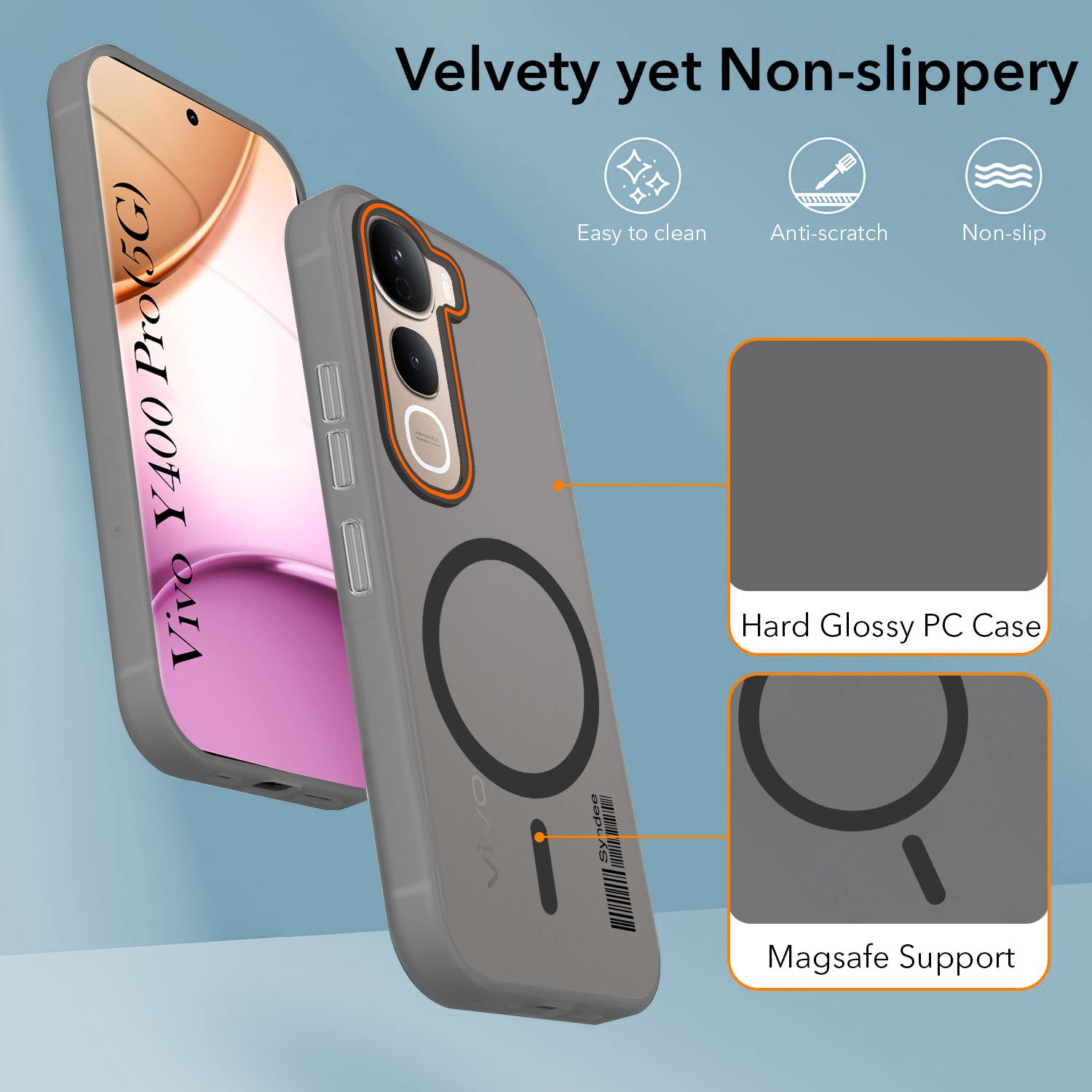 For Vivo Y400 Pro Back Cover Case (Soft Touch | Camera Bump Protection | MagSafe Compatible | Matte Finish)