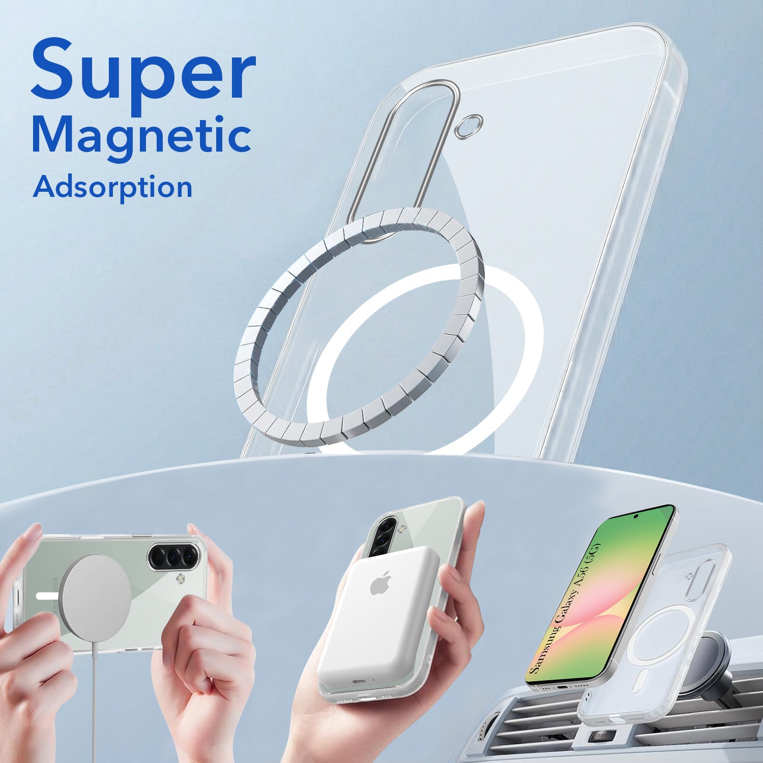 For Samsung Galaxy A56 Back Cover Case Lifetime Anti-Yellow MagSafe Compatible Clear (Sleek Hard Crystal | Shockproof and Camera Protection)