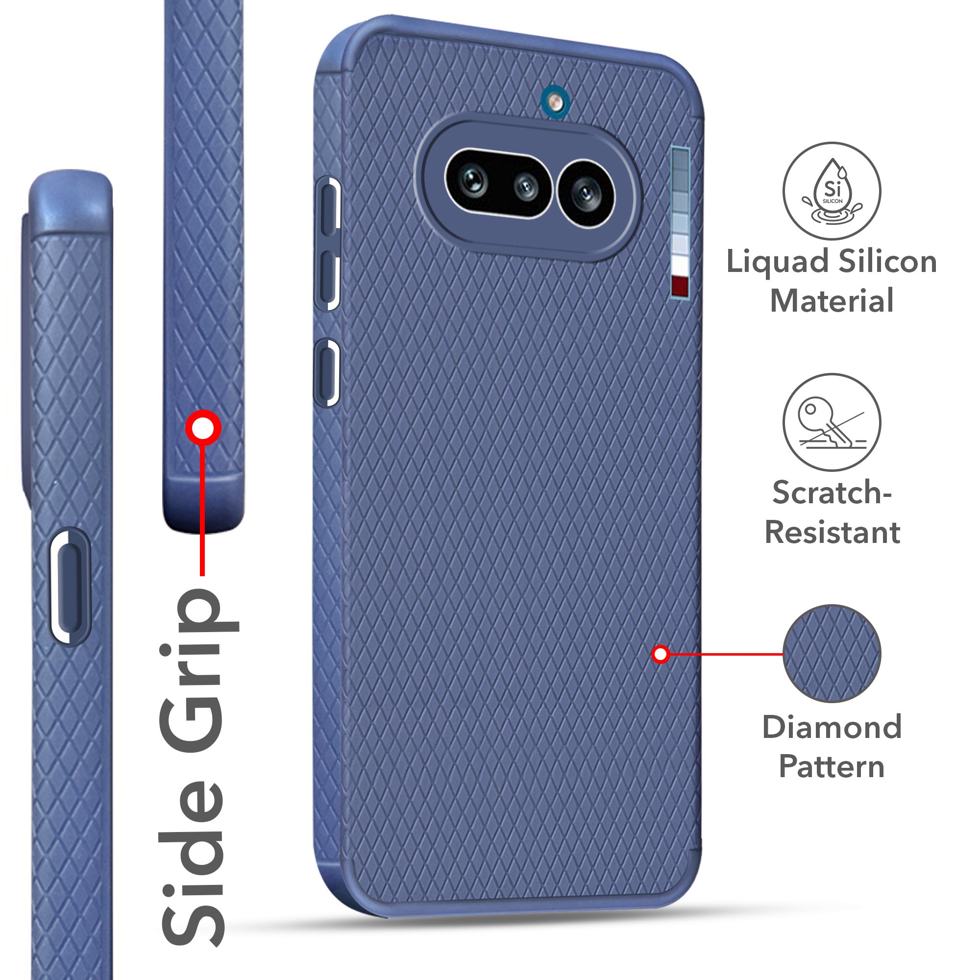 For Nothing Phone 4A 5G Back Cover Case Liquid Silicone (Camera Protection | Side Grip Texture | Soft and Flexible)