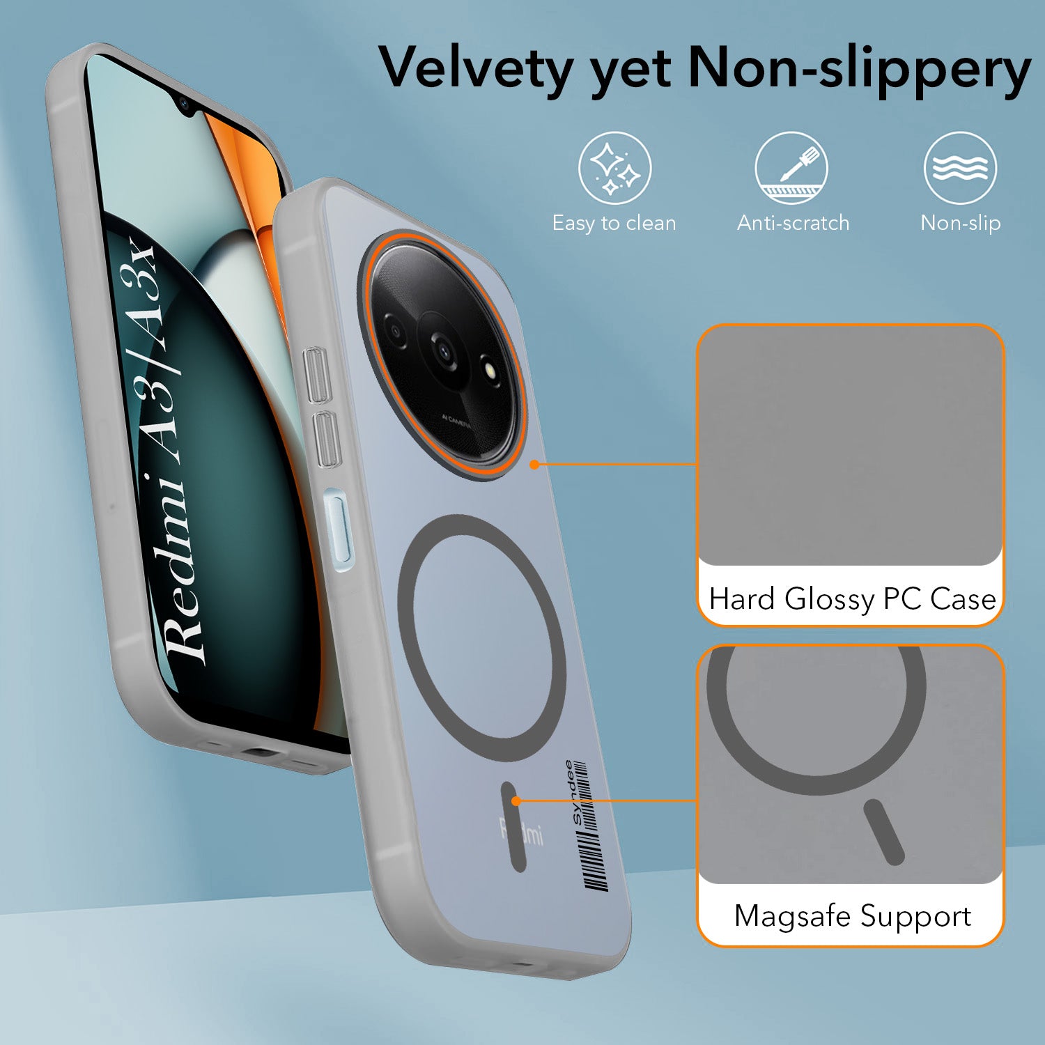 For Redmi A3 2024 | Redmi A3x Back Cover Case (Soft Touch | Camera Bump Protection | MagSafe Compatible | Matte Finish)