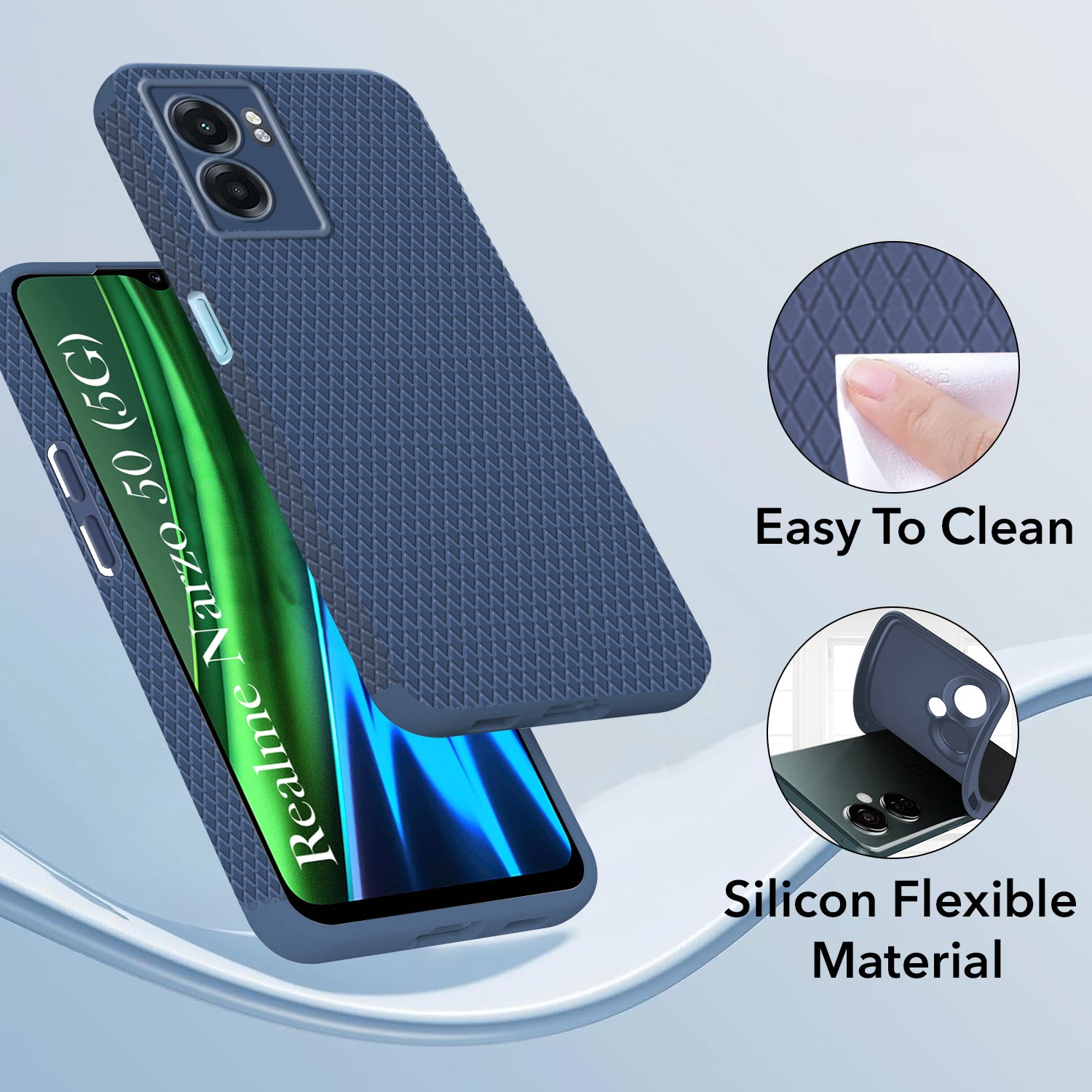 For Realme Narzo 50 5G Back Cover Case  (Liquid Silicone | Side Grip | Camera Protection)