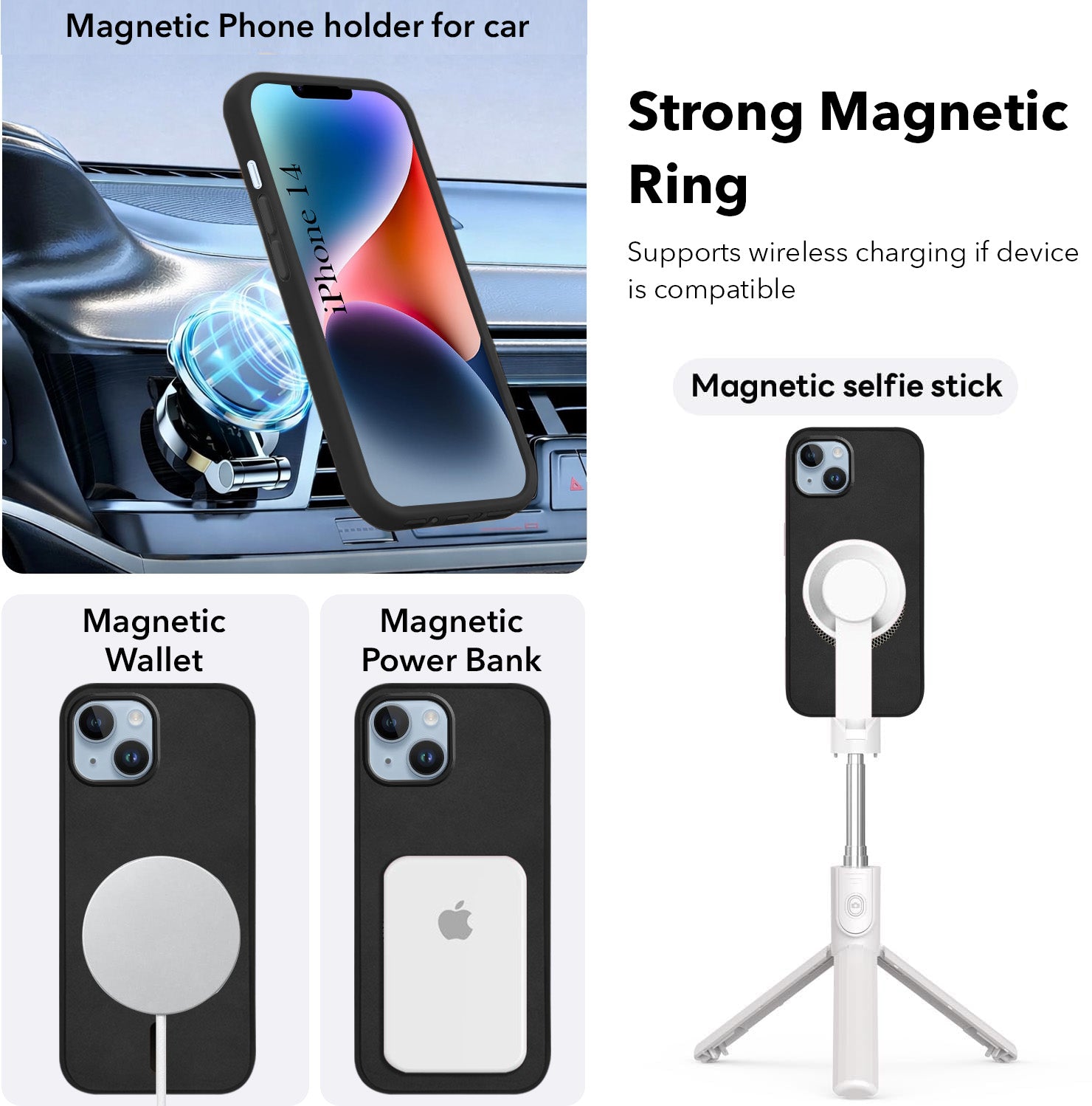 For Apple iPhone 14 Back Cover Case (Sleek Leather Finish | MagSafe Compatible Wireless Charging | Camera Bump Protection)