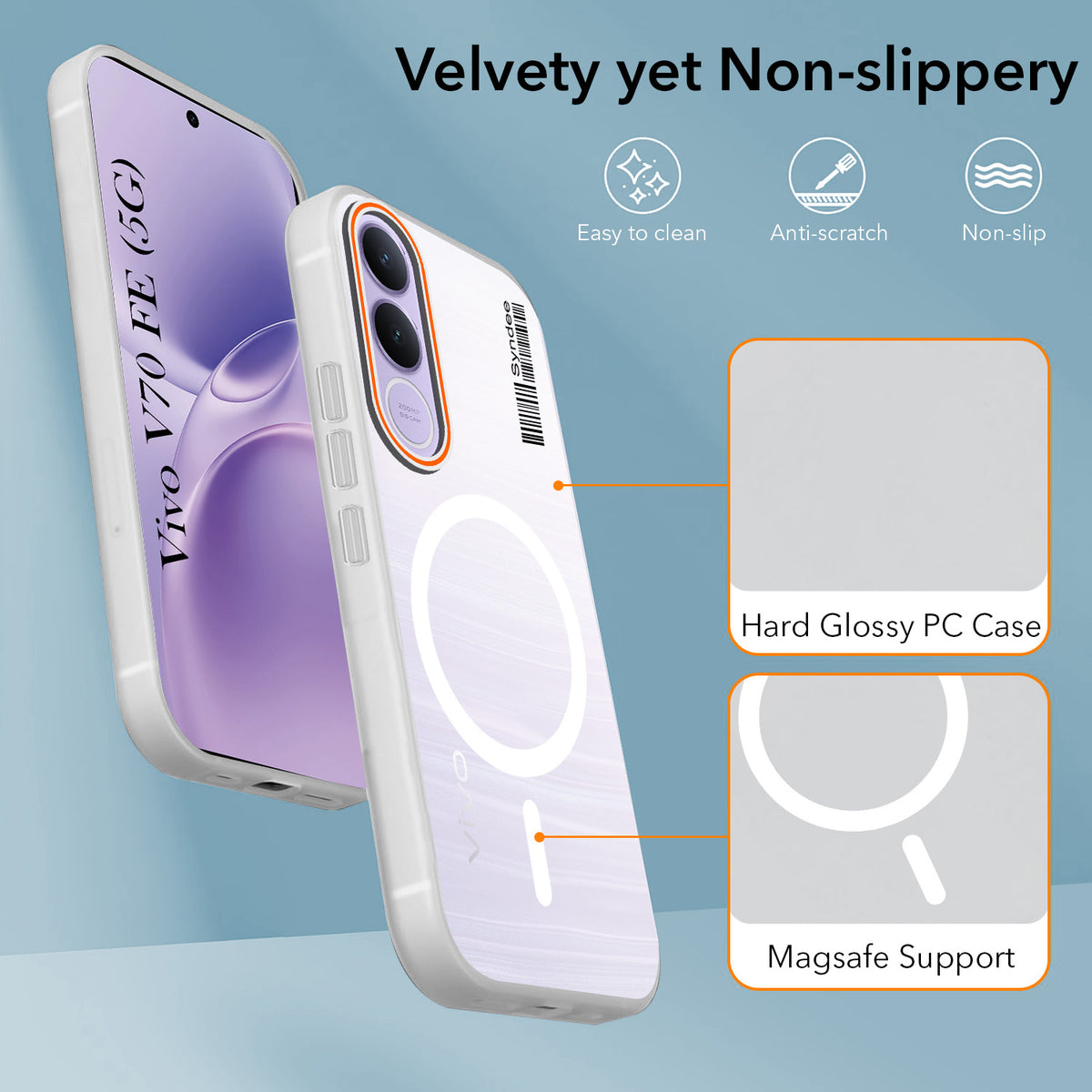 For Vivo V70 FE 5G Back Cover Case (Soft Touch | Camera Bump Protection | MagSafe Compatible | Matte Finish)