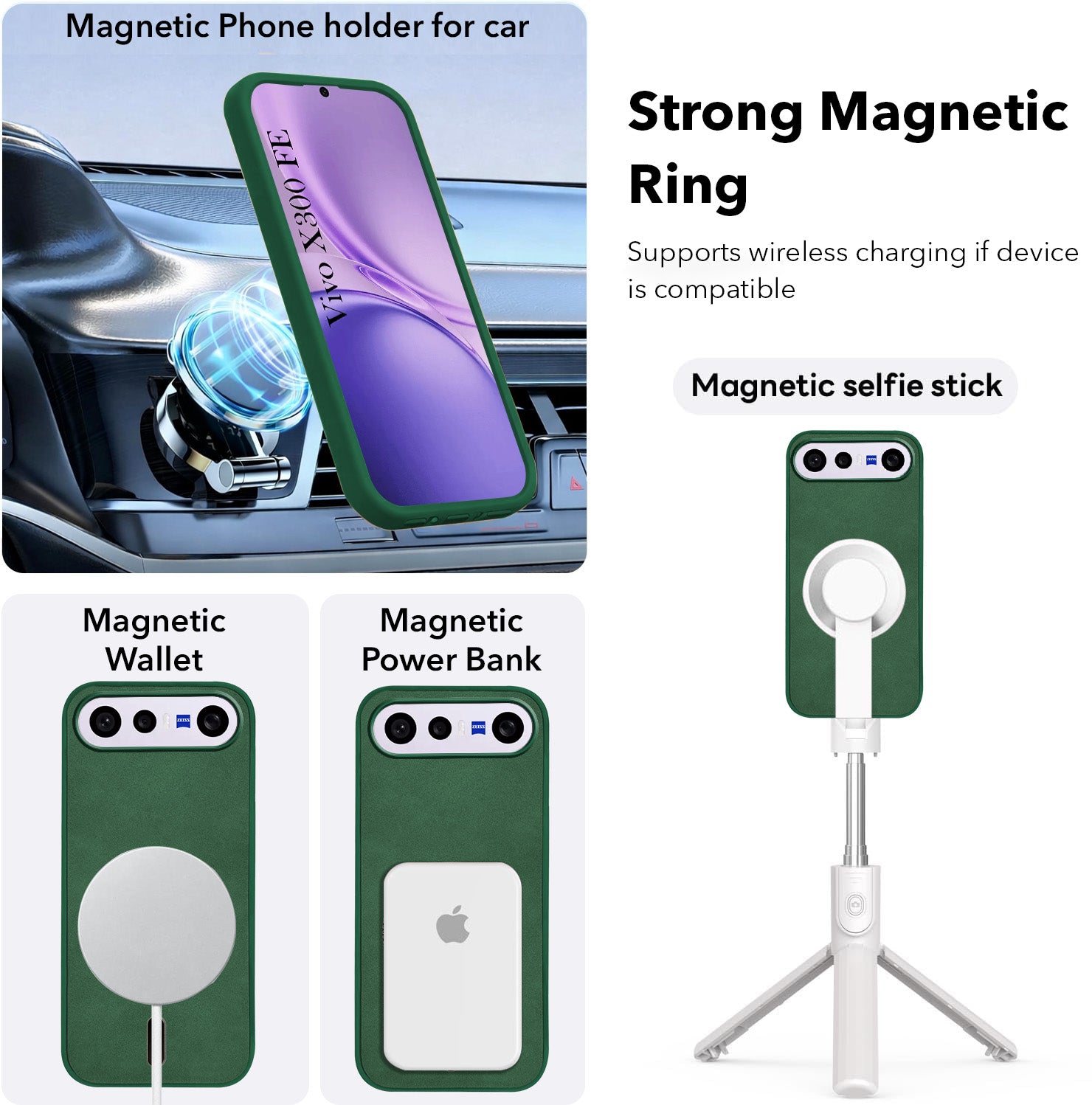 For Vivo X300 FE Back Cover Case Leather Finish (MagSafe Compatible Wireless Charging | Soft Touch | Camera Bump Protection)
