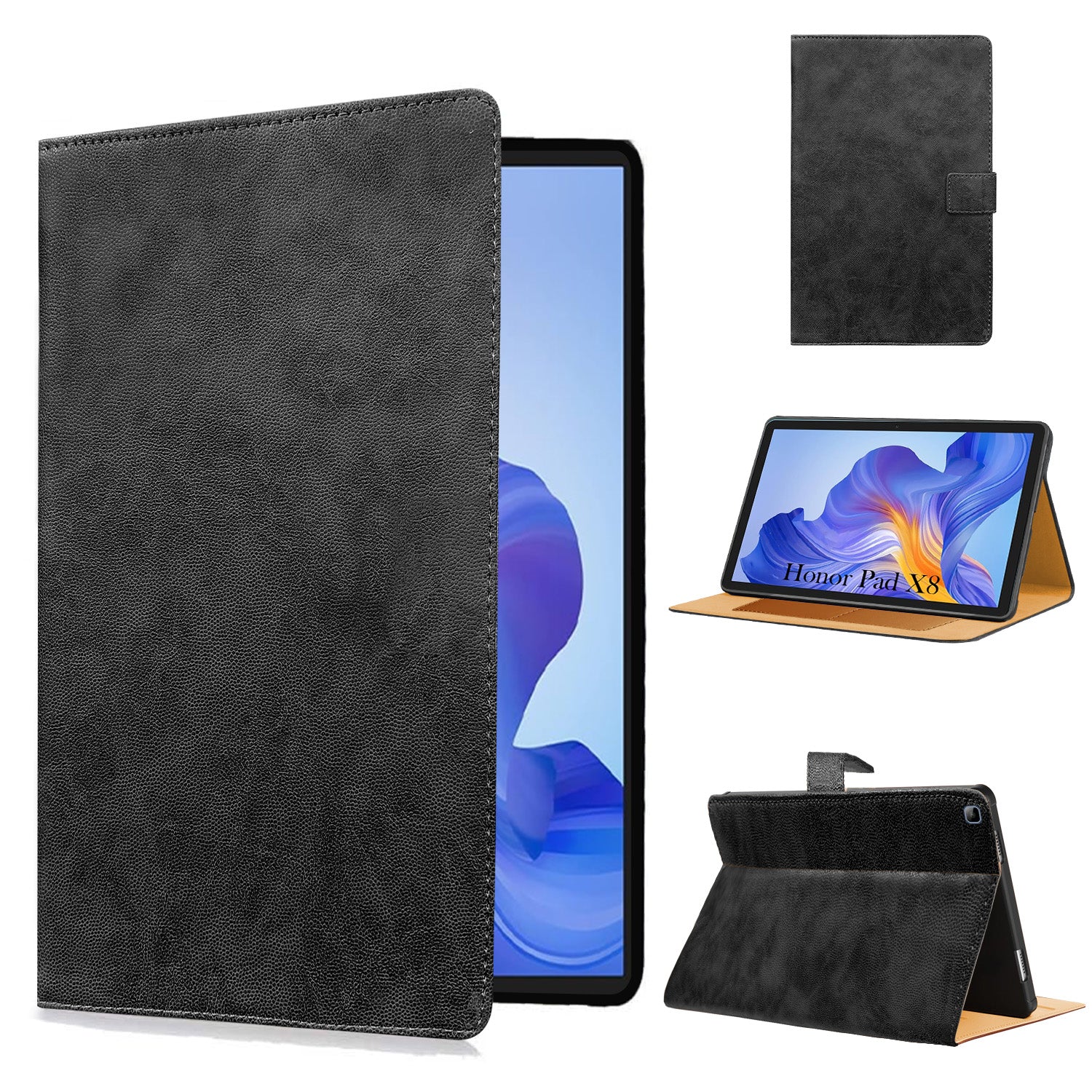 For Honor Pad X8 10.1 Inch AGM3-W09HN Flip Cover Folio Cover (PU Leather | Multi-Angle Smart Stand | Card Storage Slots | Silicone Back Pouch)