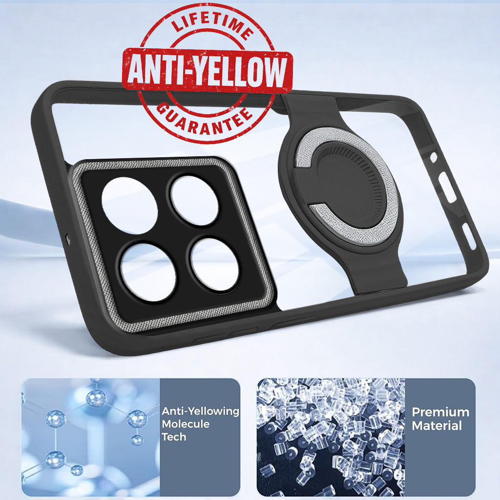 For Motorola Moto Edge 60 Back Cover Case with stand (Built-in Ring Holder Kickstand | Lifetime Anti Yellow | Camera Protection)