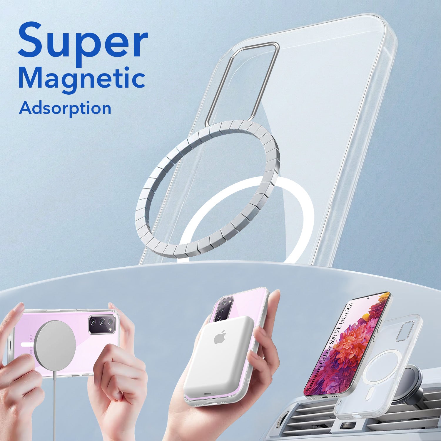 For Samsung Galaxy S20 FE 4G | S20 FE 5G Back Cover Case (Sleek Hard Crystal | Lifetime Anti-Yellow MagSaFe Compatible Clear Shockproof and Camera Protection)