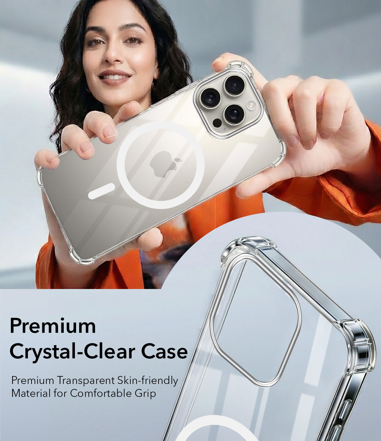 For Apple iPhone 16 Pro Max Back Cover Shockproof Crystal-Clear (Magsafe Wireless Support | Drop & Camera Protection | Hard Polycarbonate)
