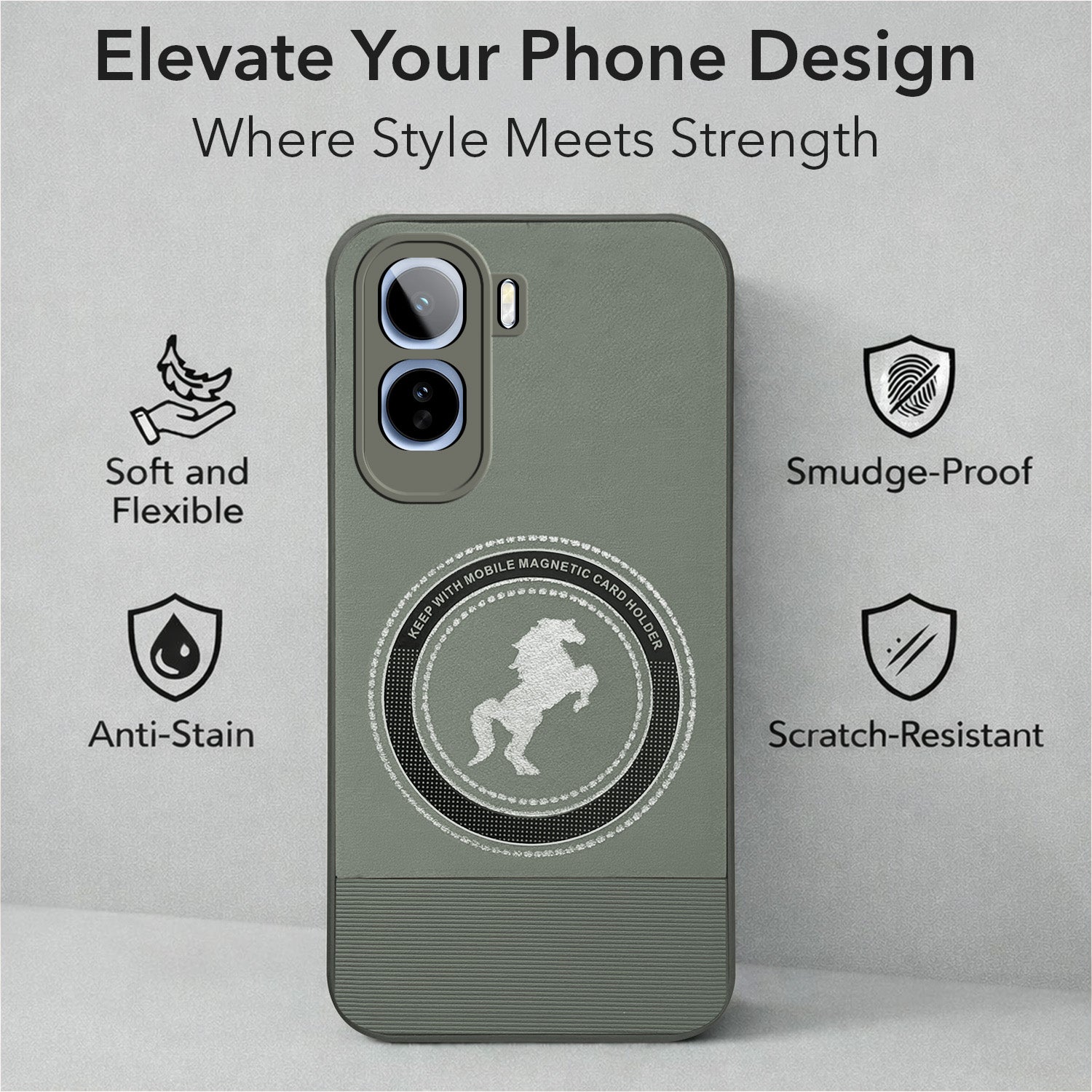 For Vivo T5 Pro 5G Back Cover Case PU Leather Finish (Professional Minimalist Texture | MagSafe Compatile | Camera Protection | Sleek Sober Formal) (Copy)