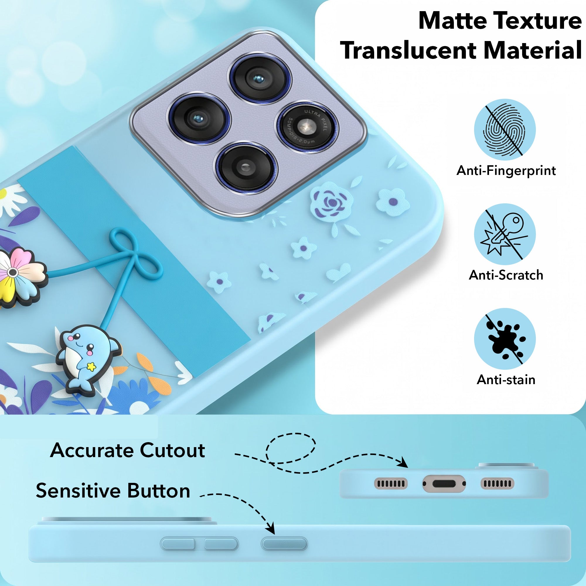 For Motorola Moto Edge 60 Stylus Back Cover Case (3D Cute Cartoons | Hard Back Side Soft | Matte Premium Finish | HD Printing)